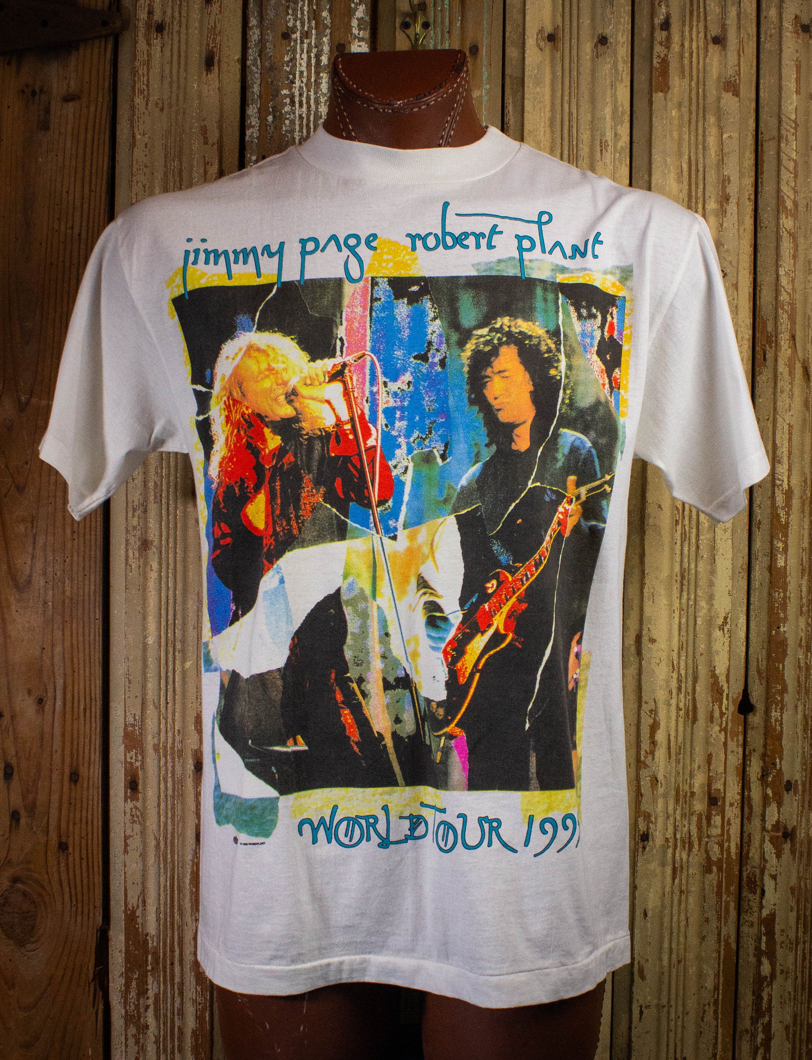 image of Band Tees x Vintage 1995 Jimmy Page And Robert Plant World Tour T Shirt in White, Men's (Size Large