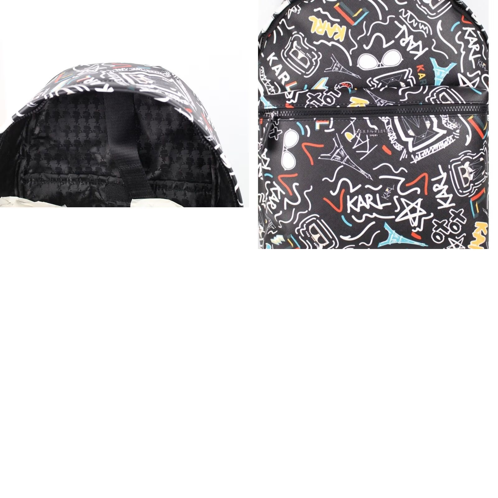 Karl Lagerfeld Karl Lagerfeld Backpack Paris Adele All Over Logo Black Laptop Sleeve LH3K45BD Size ONE SIZE - 8 Thumbnail