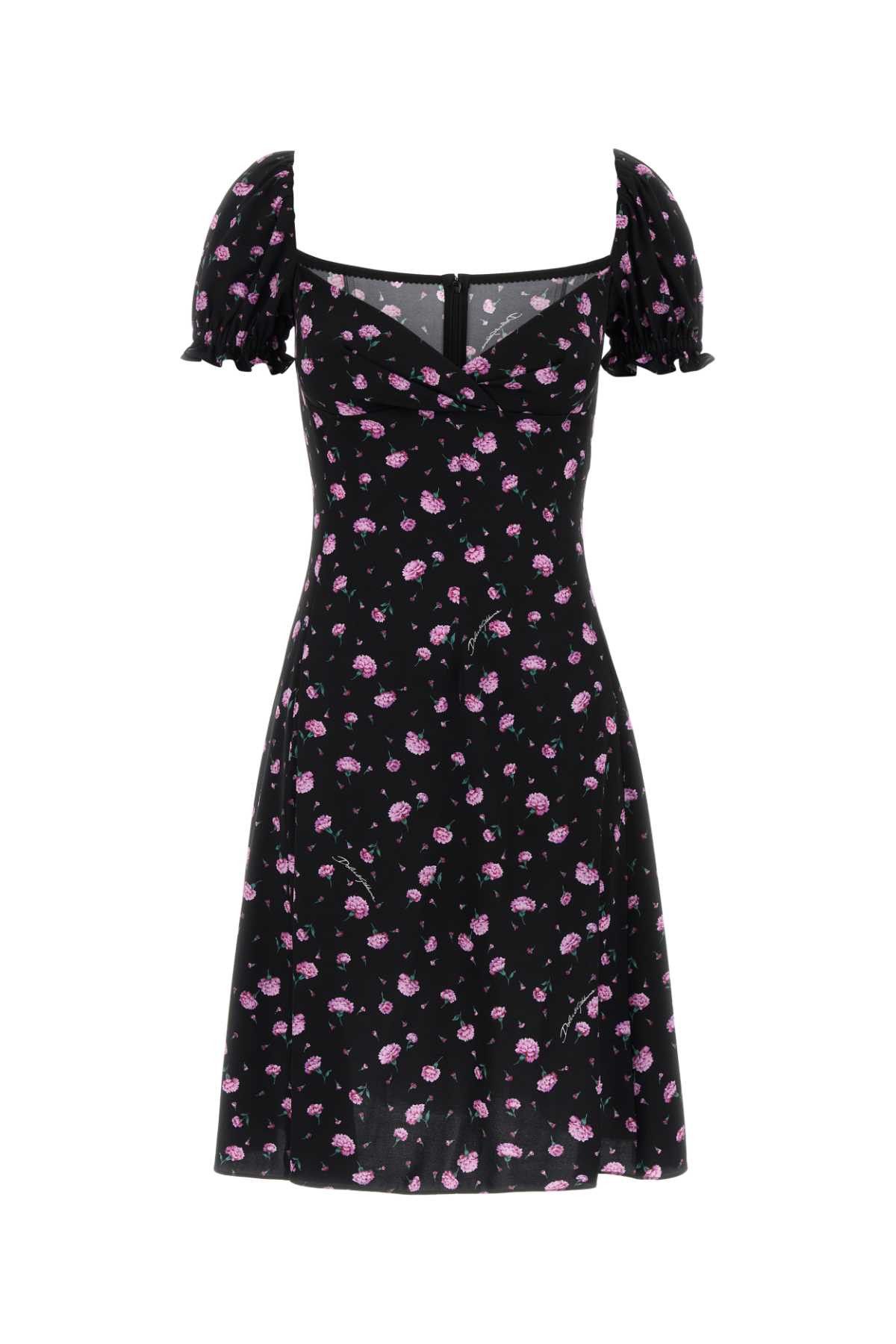 Dolce & Gabbana Printed Stretch Silk Mini Dress Size S / US 4 / IT 40 - 1 Thumbnail