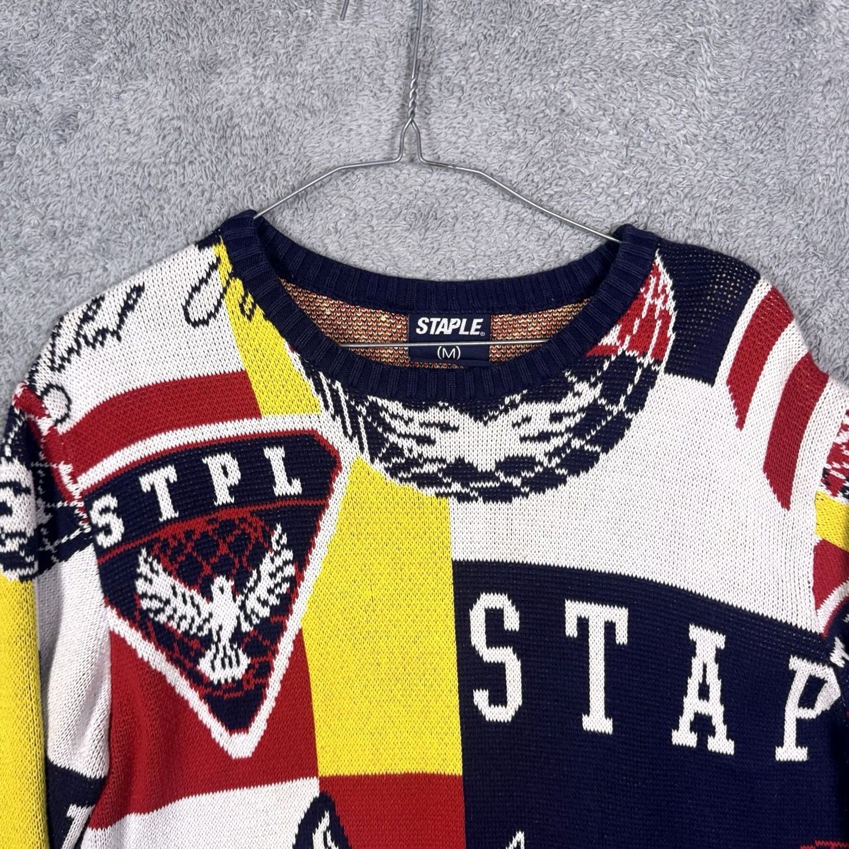 Gloverall VINTAGE Staple Pigeon Sweater Mens M Knit New York Geometric AOP All Over Sweatshirt Size US M / EU 48-50 / 2 - 4 Thumbnail