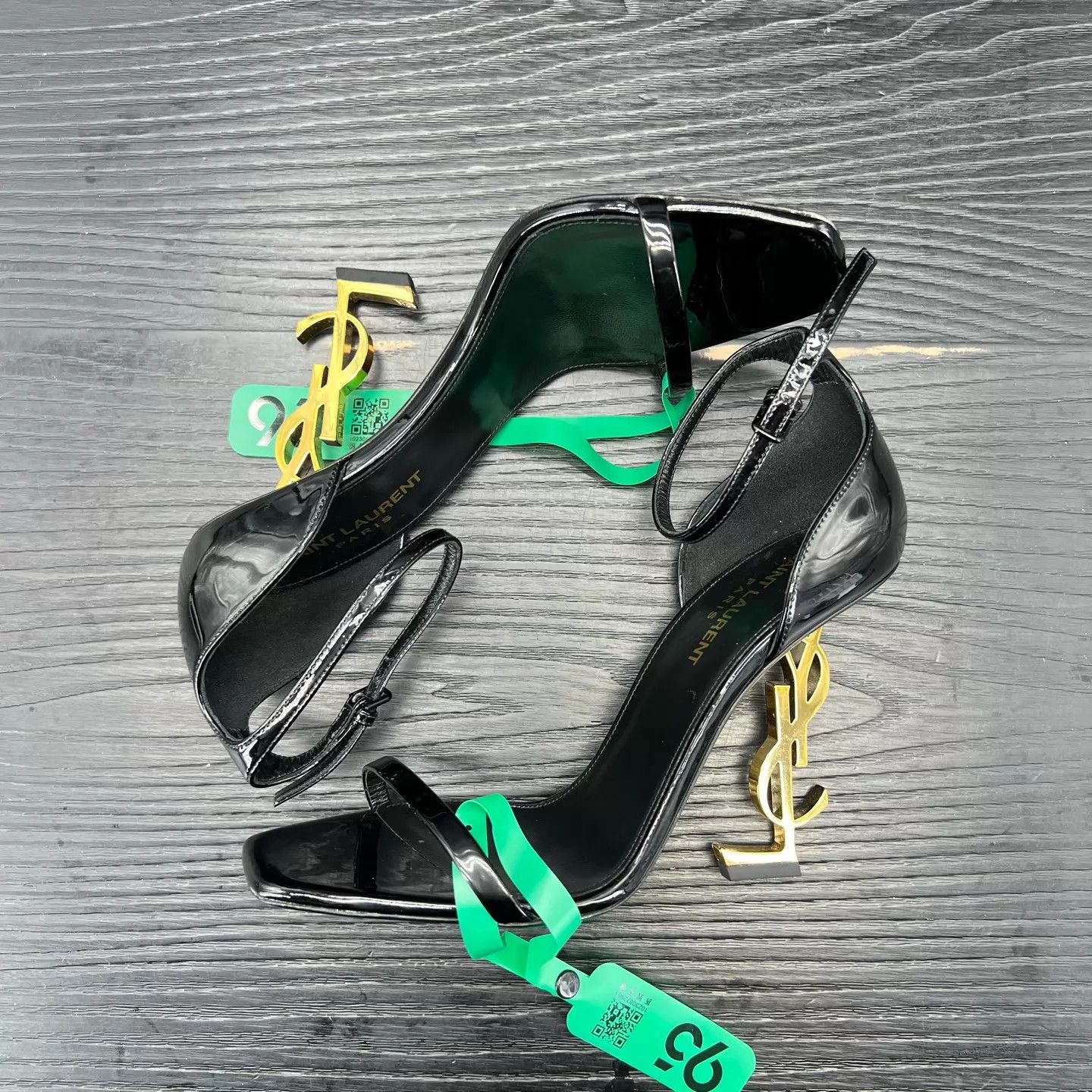 Yves Saint Laurent YSL Opyum Black & Gold Heels Women's 38 Box Size US 7.5 / IT 37.5 - 7 Thumbnail