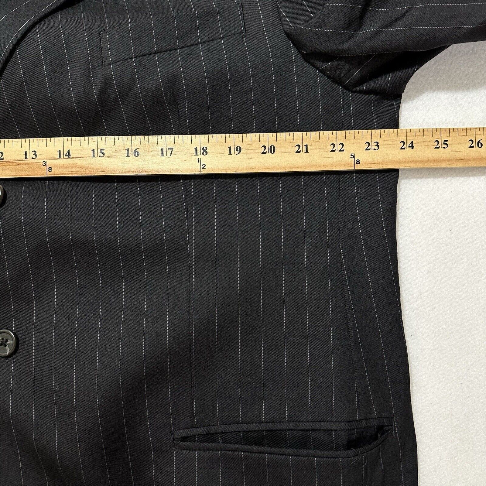 Chaps Chaps Suit Jacket Men's 46LWool Black Pinstripe Sport Coat Size 46L - 10 Thumbnail
