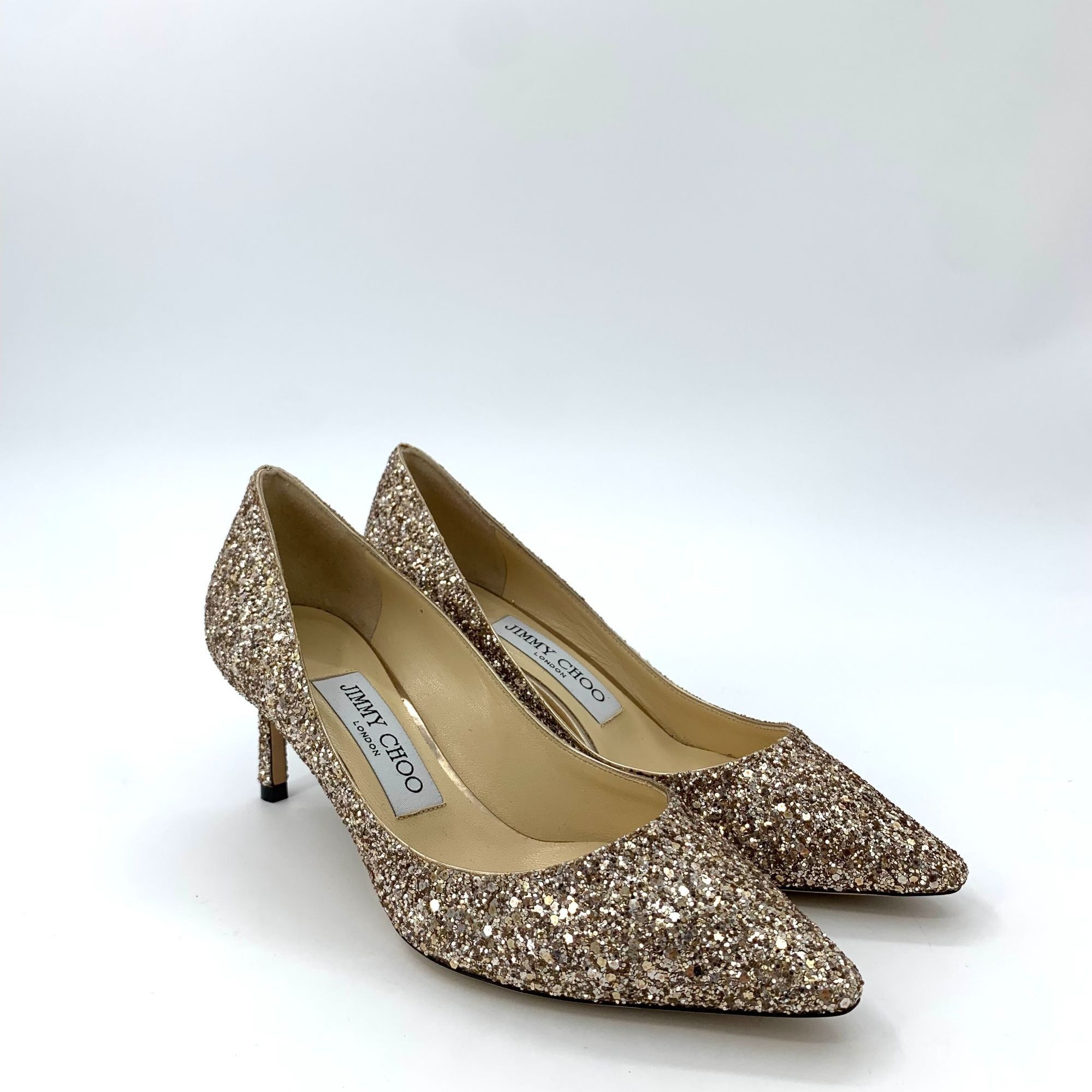 Jimmy Choo Jimmy Choo Gold Sparkling Stiletto Heels (Size 35) Size US 5 / IT 35 - 7 Thumbnail