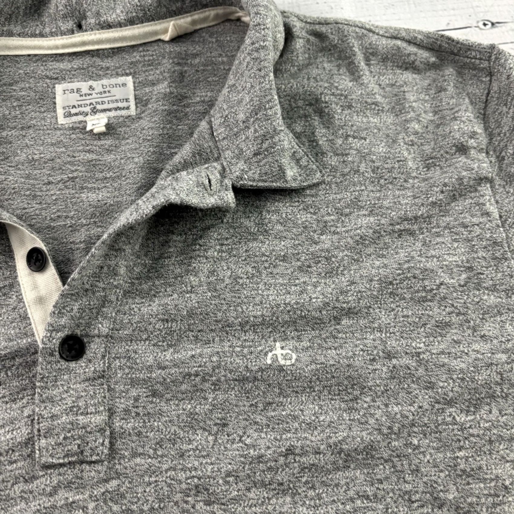 Rag & Bone Rag & Bone Short Sleeve Button Front Polo Shirt Men's XL Gray Size US XL / EU 56 / 4 - 3 Thumbnail