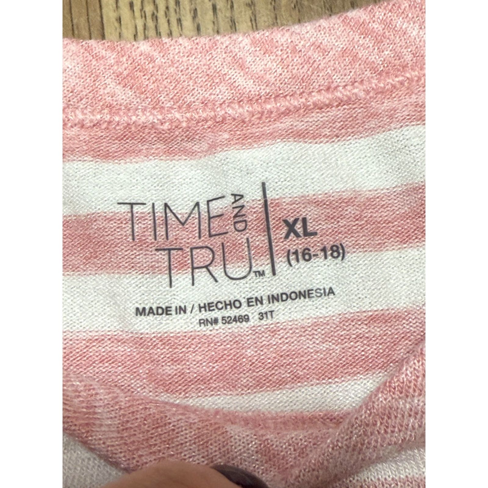 Vintage Time & Tru Shirt Women's XL Pink White Striped Long Sleeve Shirt Size XL / US 12-14 / IT 48-50 - 5 Thumbnail