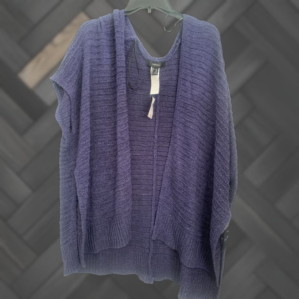 Forever 21 FOREVER 21 Cardigan Vest Open Draped Port Blue Collection Blue Medium NWT Womens Sleeveless Sweater Size M / US 6-8 / IT 42-44 - 1 Thumbnail