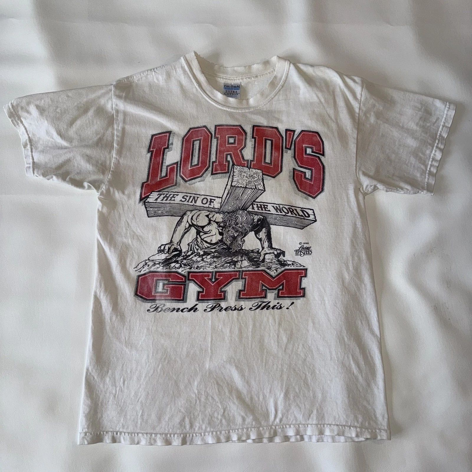 Vintage VTG Lords Gym T Shirt Sz M Jesus Cross Living Epistles 90s Size US M / EU 48-50 / 2 - 1 Thumbnail