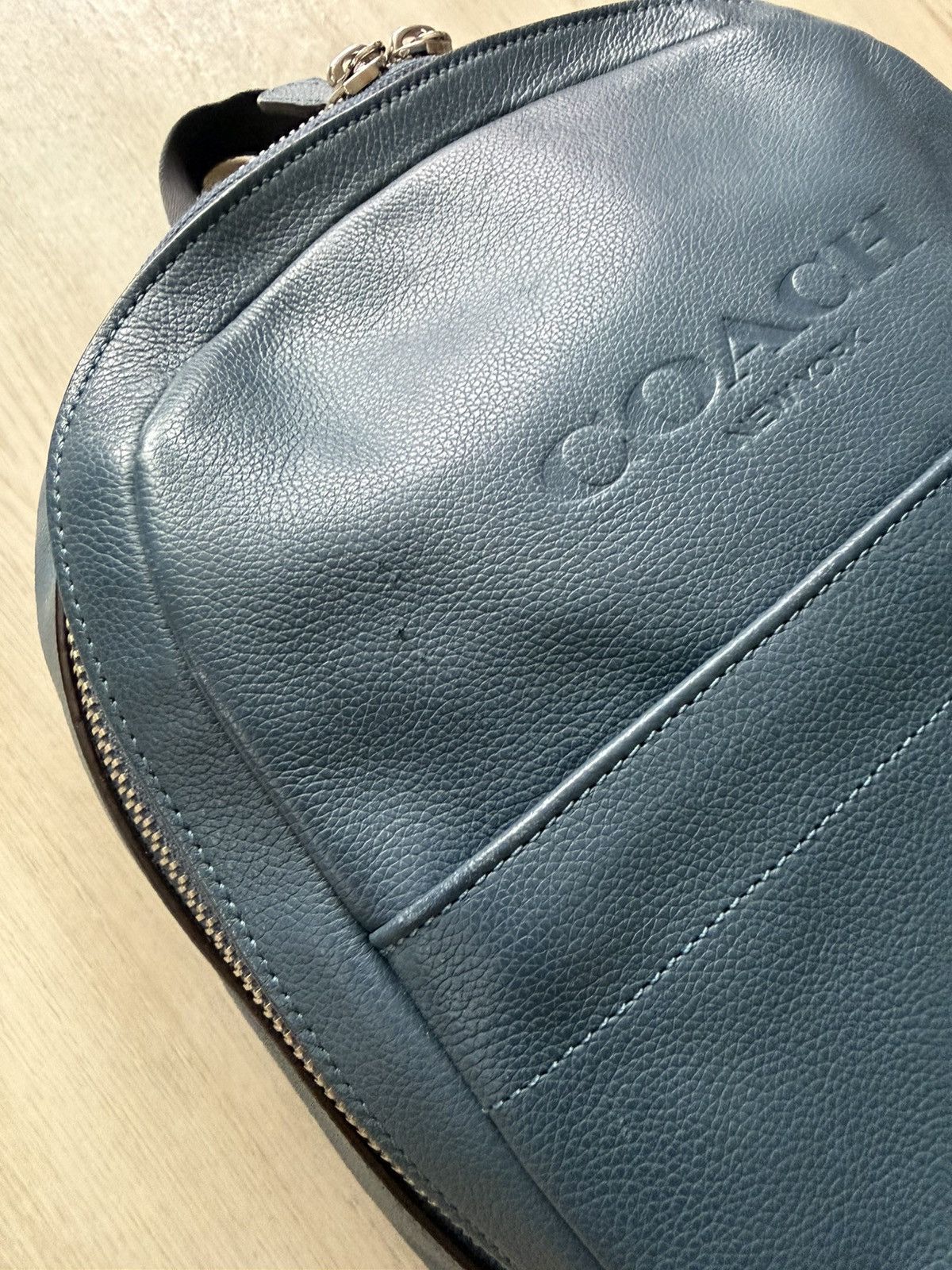 Coach Coach Charles Slim Backpack Navy Leather Used Backpack Bag Size ONE SIZE - 4 Thumbnail