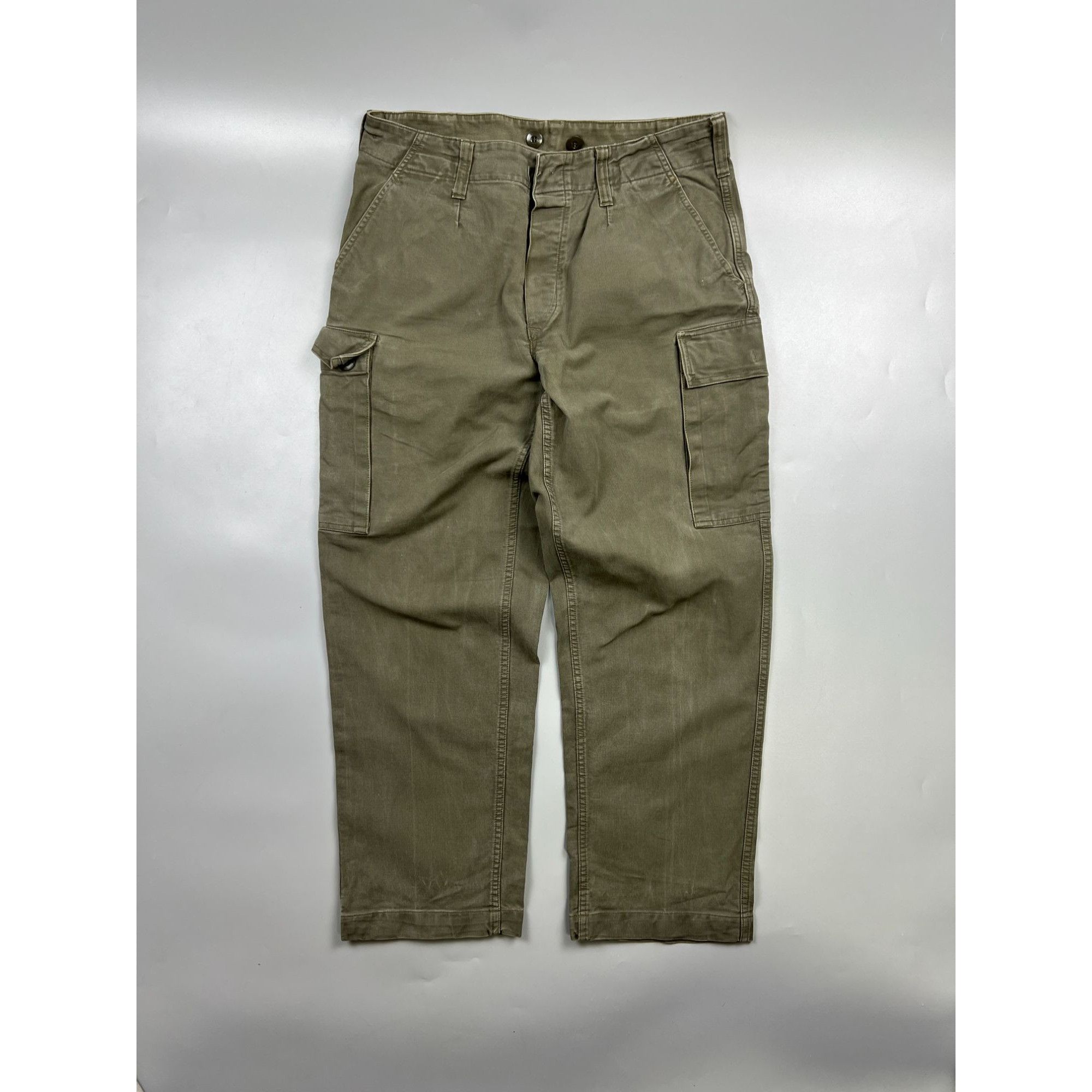 Vintage 1989 Vintage Olive Green Cargo Pants (Y0984) Size US 33 - 1 Thumbnail