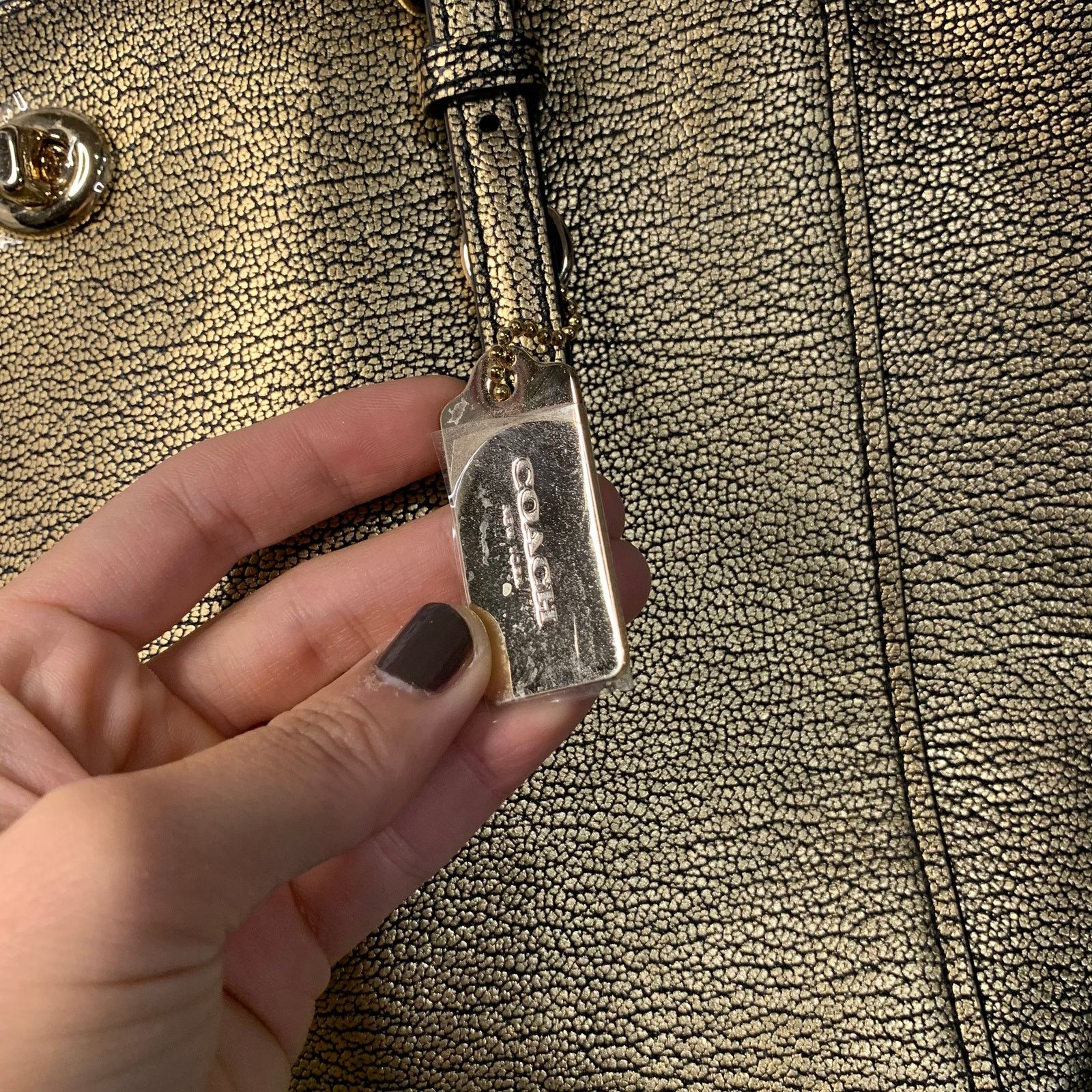 Coach Coach Gold Metallic Turnlock Tote Size ONE SIZE - 9 Thumbnail