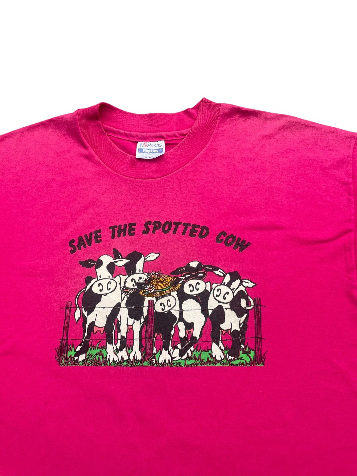 Hanes Vintage Save The Spotted Cow Tshirt Size US XL / EU 56 / 4 - 3 Thumbnail