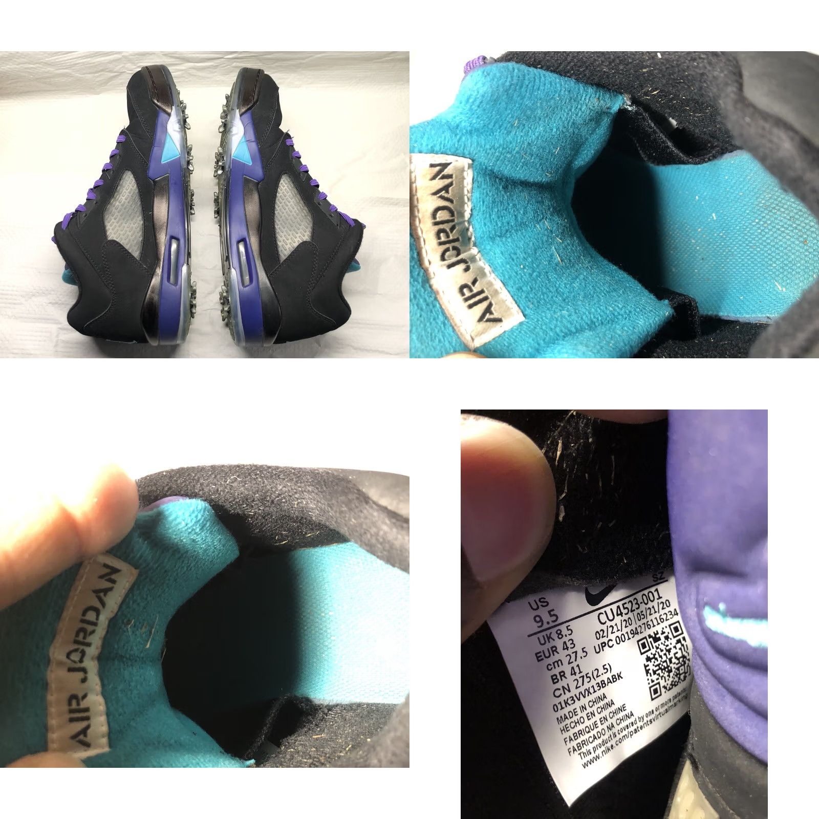 Jordan Brand Jordan V Golf 10.5 Low Grape Men's Sneaker Spring Fall Summer Black/Grape Ice Nike Air Jordan 5 CU4523-001 Size US 10 / EU 43 - 8 Thumbnail