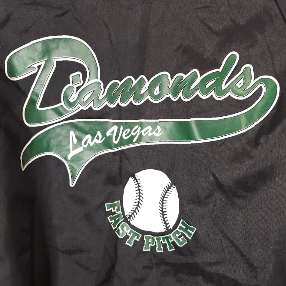 Vintage VINTAGE West Ark Diamonds Fast Pitch Satin Bomber Jacket Mens Size Large Black USA Ball Softball Size US L / EU 52-54 / 3 - 5 Thumbnail
