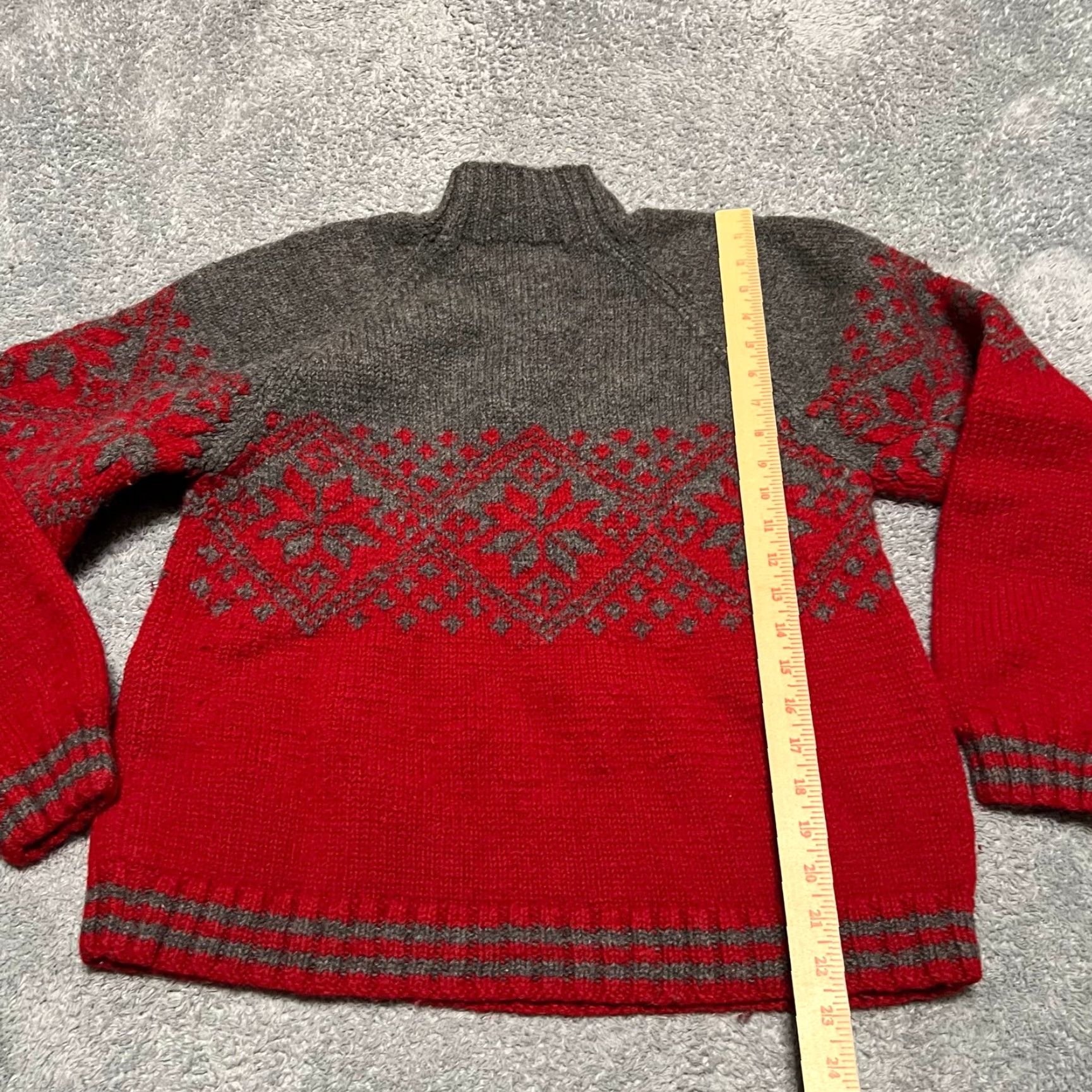J.Crew J.Crew Sweater Mens L 100% Wool Gray & Red Fair Isle 1/4 Zip Pullover Men Size US L / EU 52-54 / 3 - 5 Thumbnail