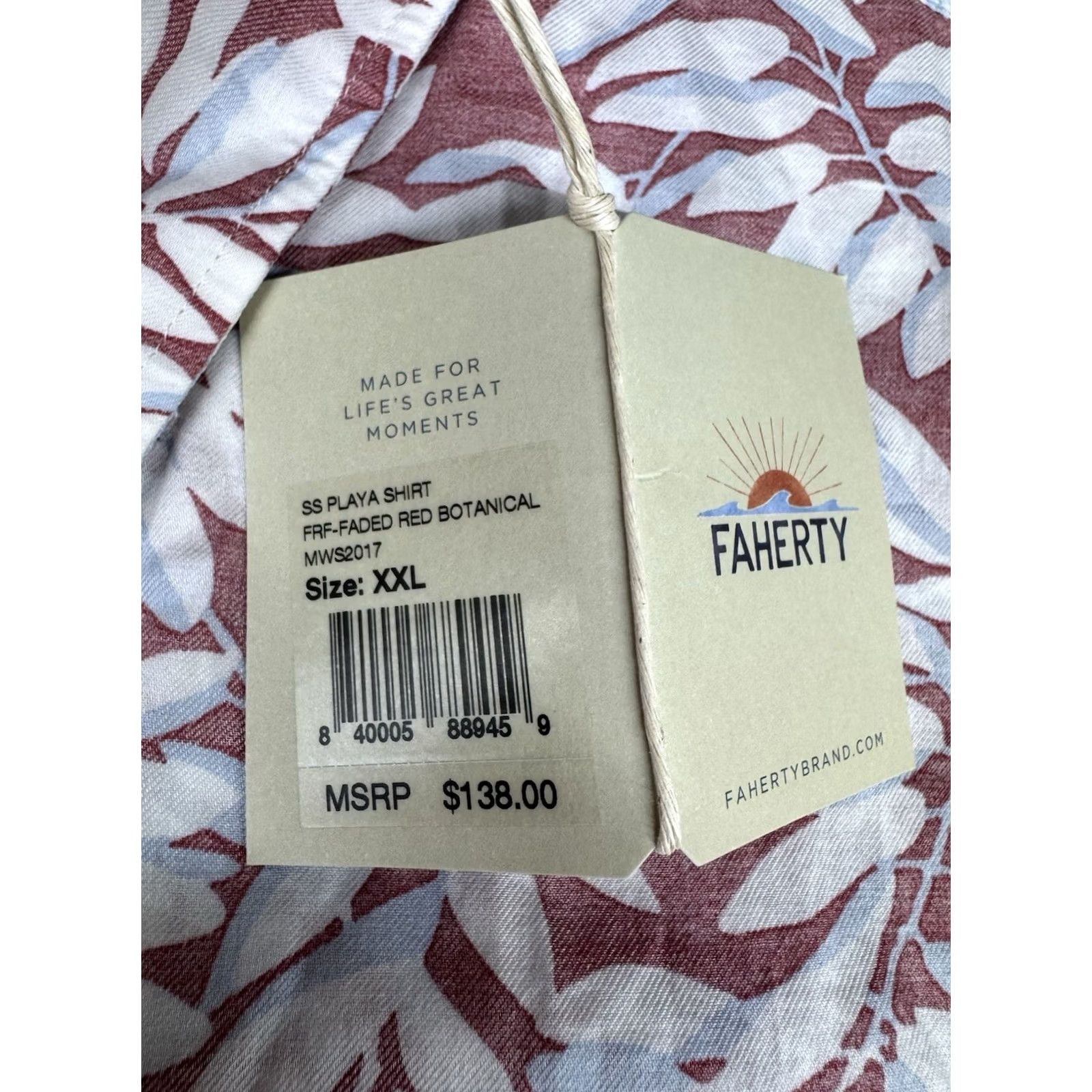Faherty Faherty Playa Shirt Hawaiian Floral Botanical White Red Cotton Button Down XXL Size US XXL / EU 58 / 5 - 4 Thumbnail