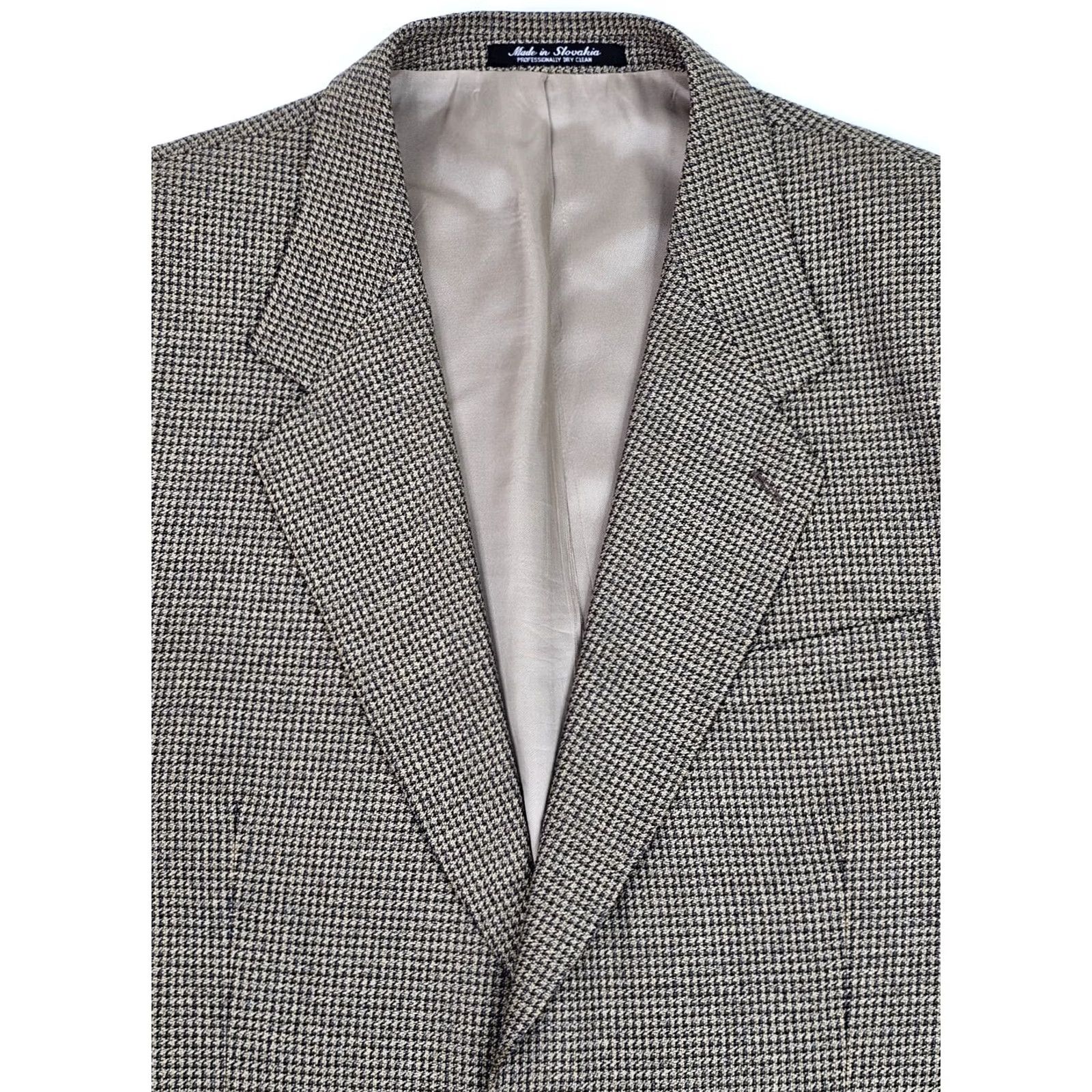 Vintage Tailors Row Deansgate Sport Coat Men 44R Houndstooth Silk Wool Blends Beige Gold EUC Size US S / EU 44-46 / 1 - 3 Thumbnail