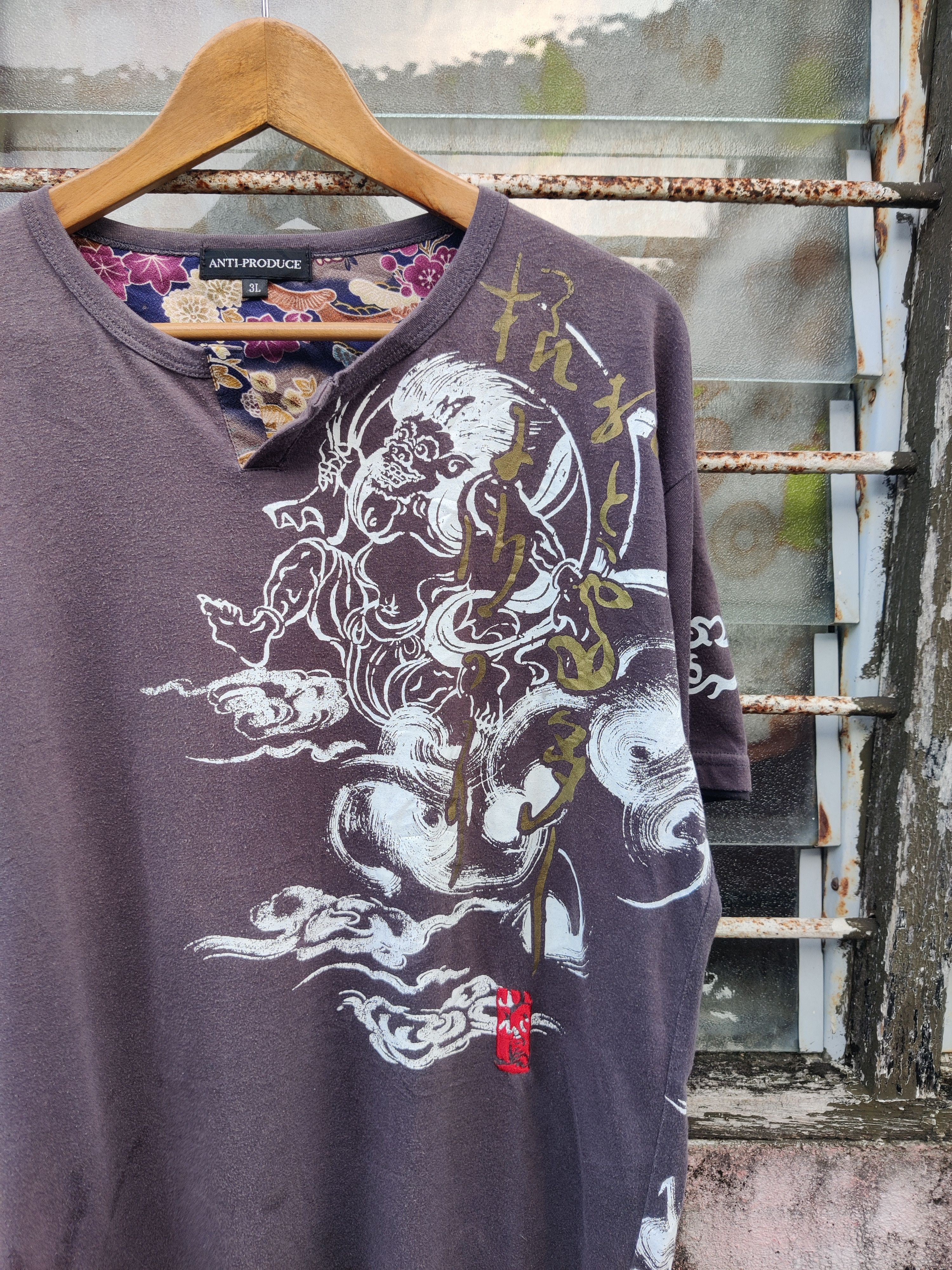 14th Addiction Vintage Sun Faded Fujin Raijin Japanese Sukajan Shirt Size US XL / EU 56 / 4 - 7 Thumbnail