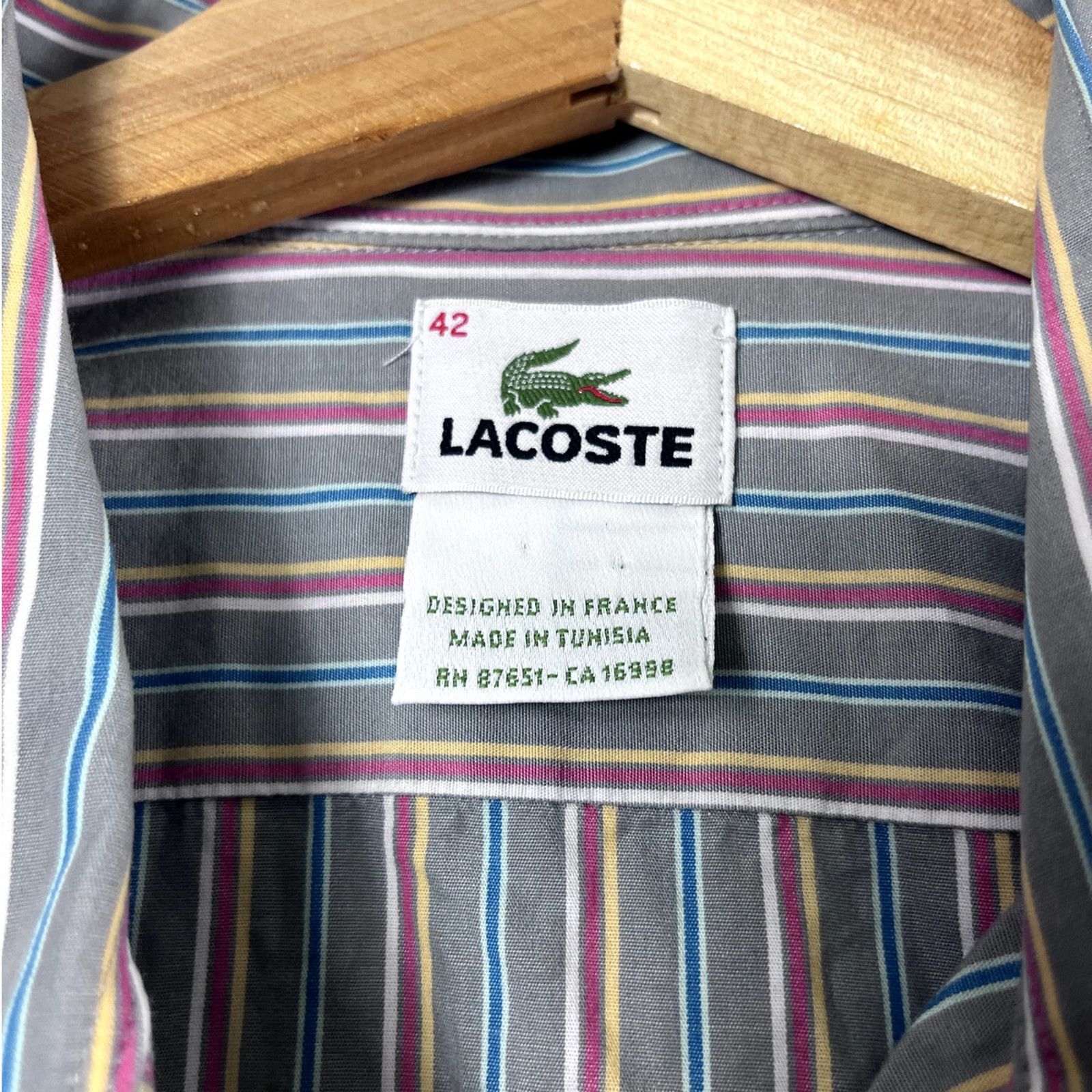 Lacoste Men's Colorful Striped Lacoste Button Up Shirt 42 Size US L / EU 52-54 / 3 - 3 Thumbnail