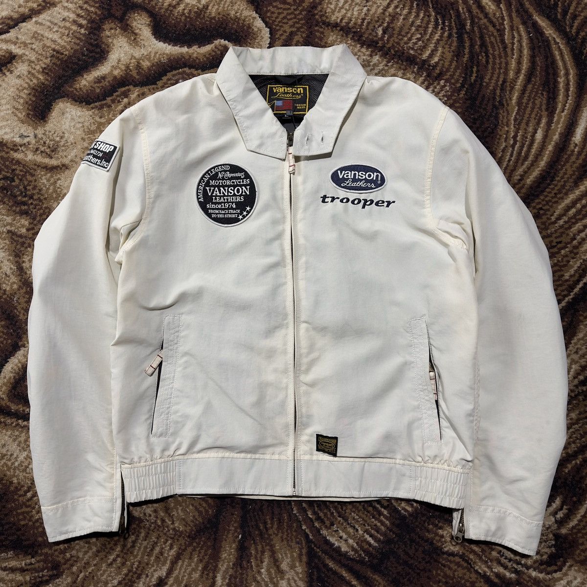 image of Vanson Street & Track X Racing X Vintage in White, Men's (Size Large)