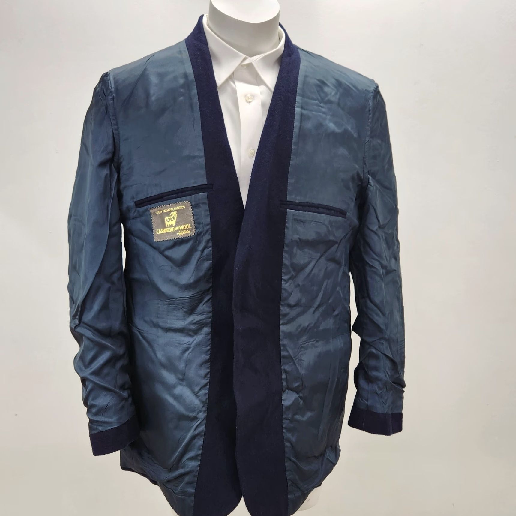 Vintage VINTAGE Nova Fides Blazer Jacket Men 46L Blue Cashmere Wool Lined Stylish 80s 90s City Designer Blazer Mens Size 46R - 6 Thumbnail