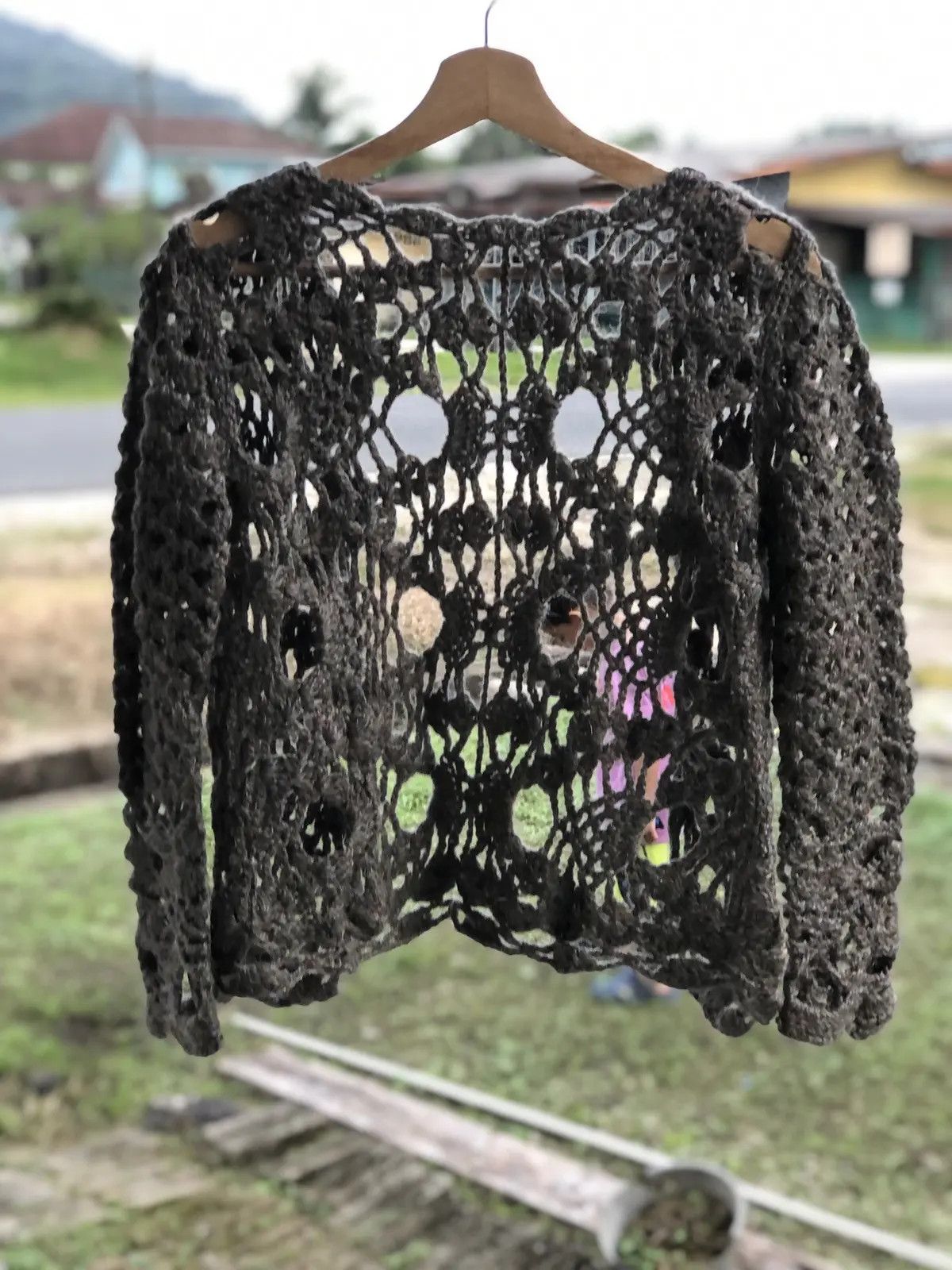Japanese Brand 📌Sexy Unbranded Netting Crochet Knit Cardigan Patten Size S / US 4 / IT 40 - 1 Thumbnail