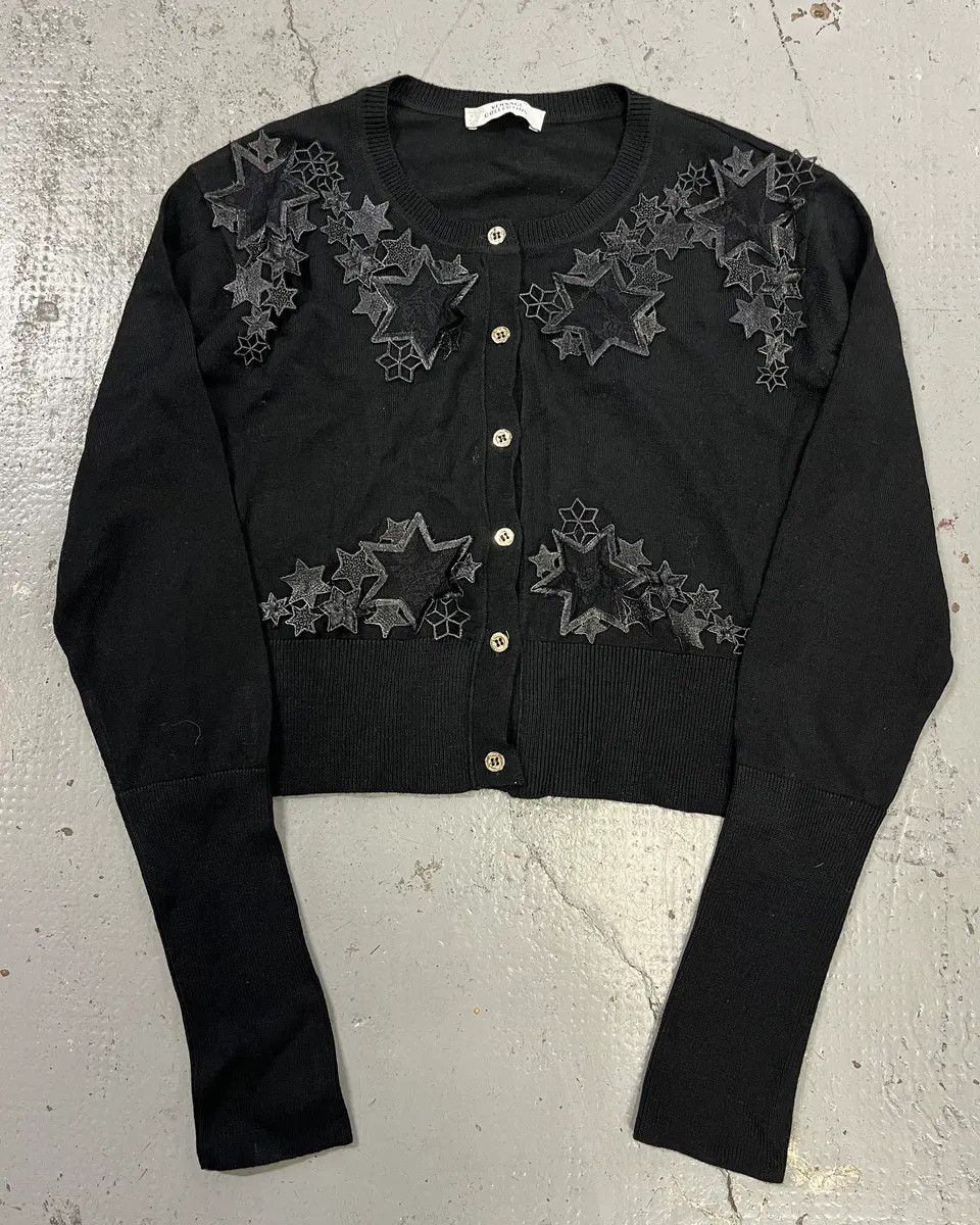 Versace 2010s Versace Black Star Embroidered Cardigan Size S / US 4 / IT 40 - 1 Thumbnail
