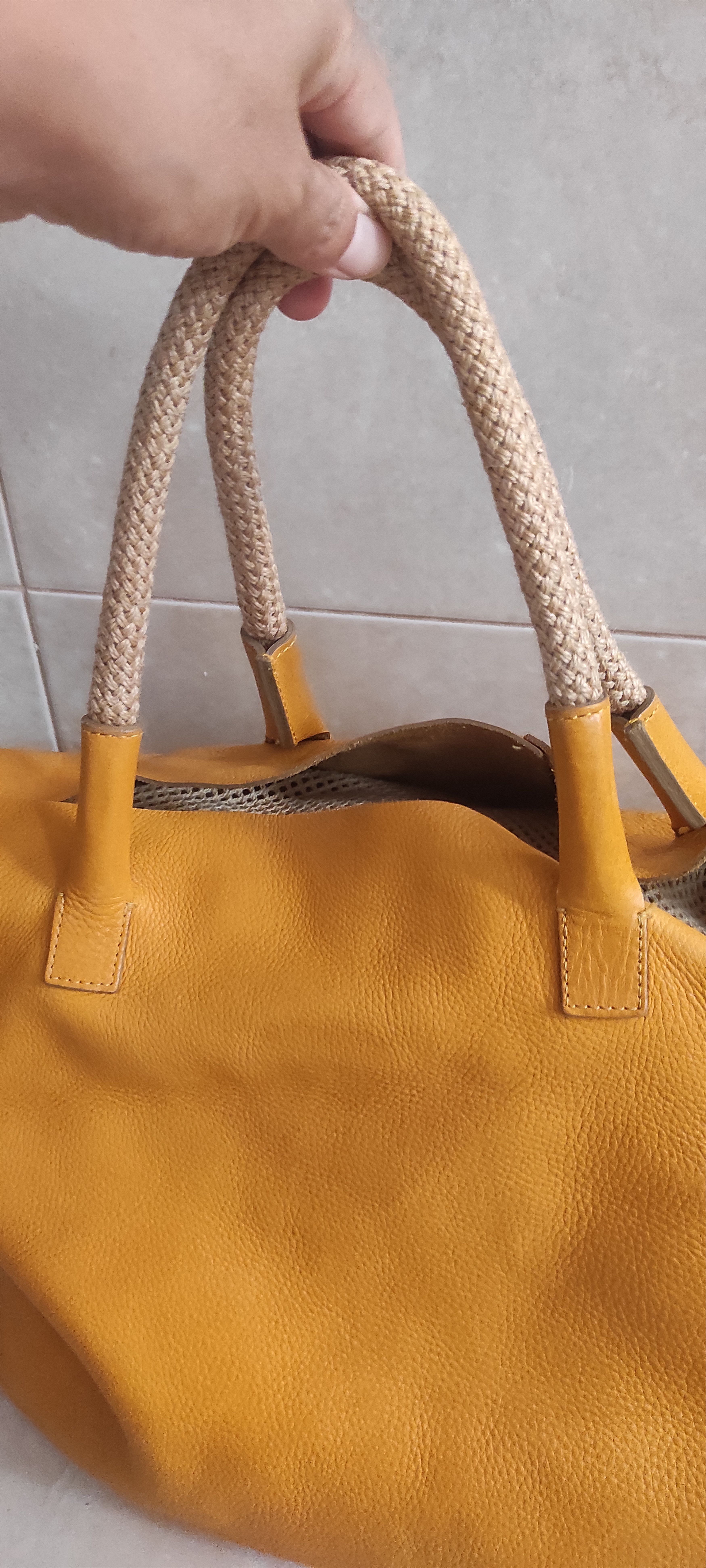 Zara Zara Leather Shopping Large removable Zipper Mesh Insert Bag Size ONE SIZE - 6 Thumbnail