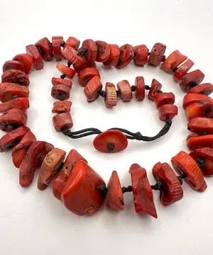 Handmade Massive Vintage Necklace Beads Natural Red Coral 101 gr Size ONE SIZE - 5 Thumbnail