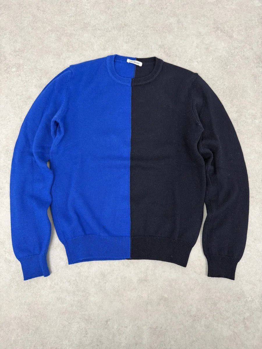2000s Bikkembergs Two Tone Blue & Black Wool Sweater