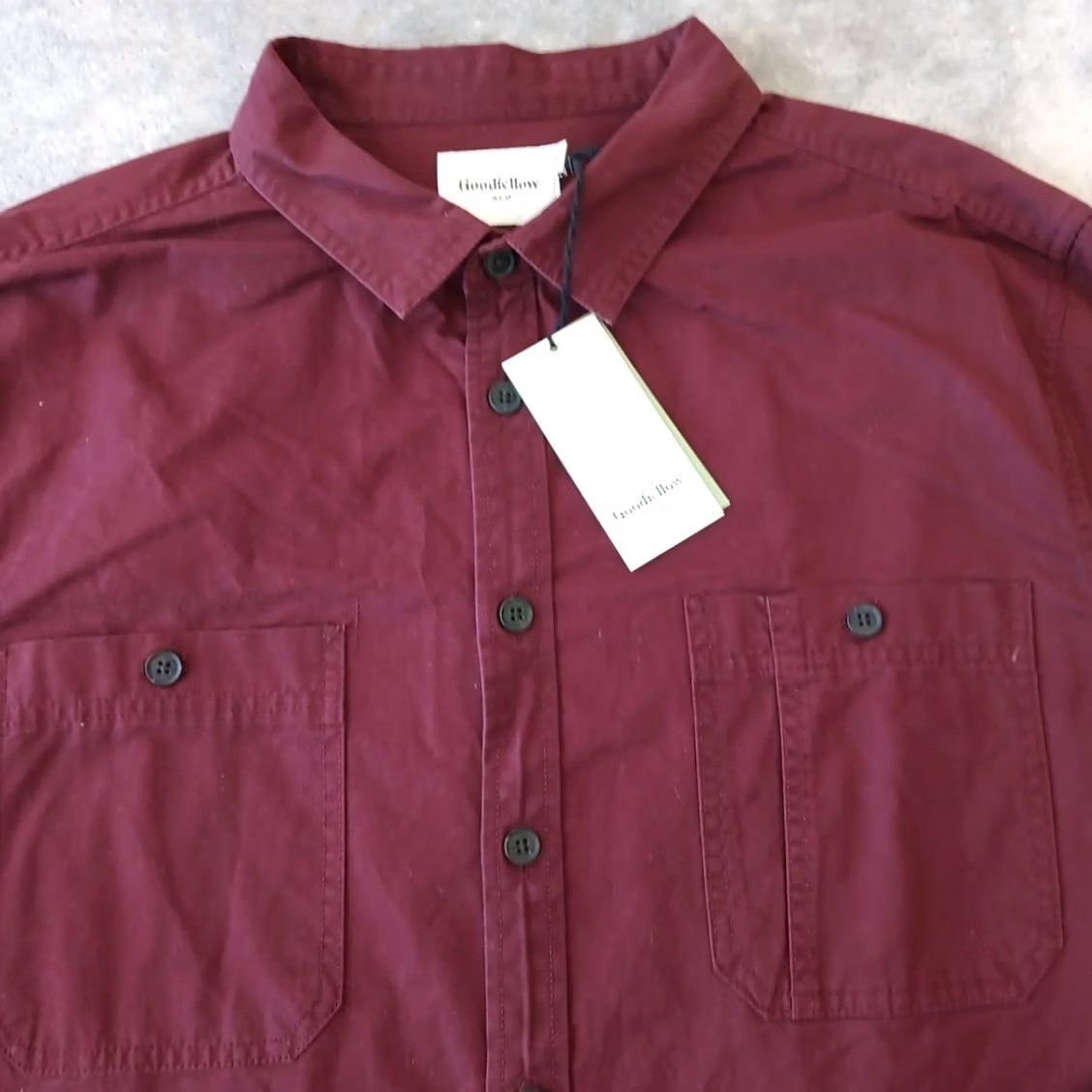 Vintage Goodfellow Shirt Mens 2XL Burgundy Red Long Sleeve Button-Up Pockets Cotton Shirt Button Up Casual Mens Size US XXL / EU 58 / 5 - 3 Thumbnail