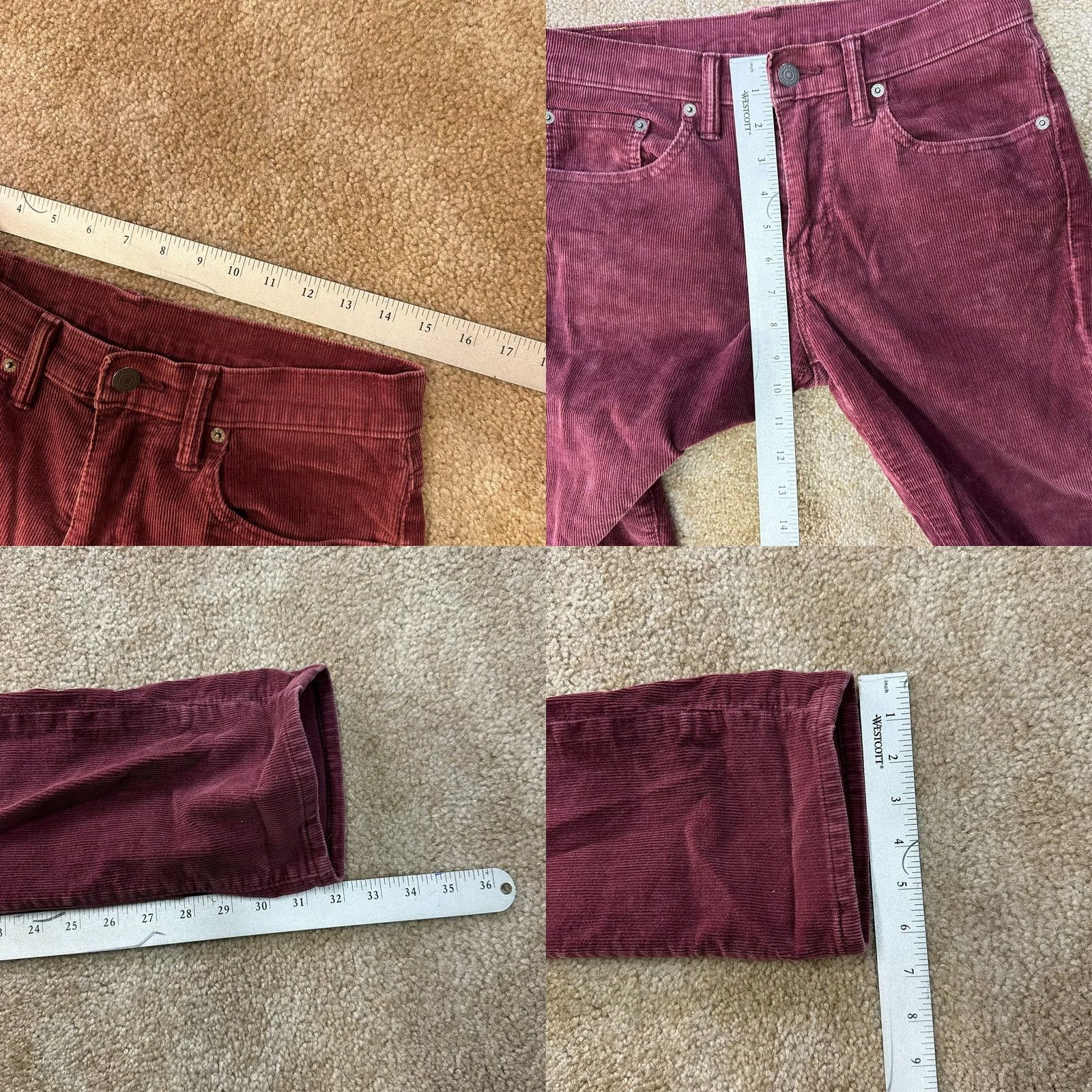 Levi's Levi's 511 Slim Straight Jeans Men 29x32 Red Corduroy Pants Regular Inseam 32" 5-Pocket Denim Vintage: No Size US 29 - 8 Thumbnail
