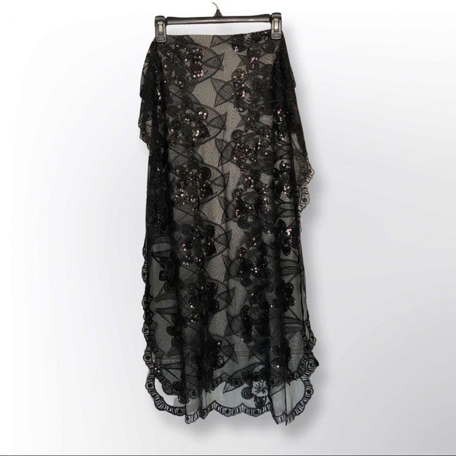 Other Vintage Lace And Sequined Dress Scarf Black Size ONE SIZE - 5 Thumbnail