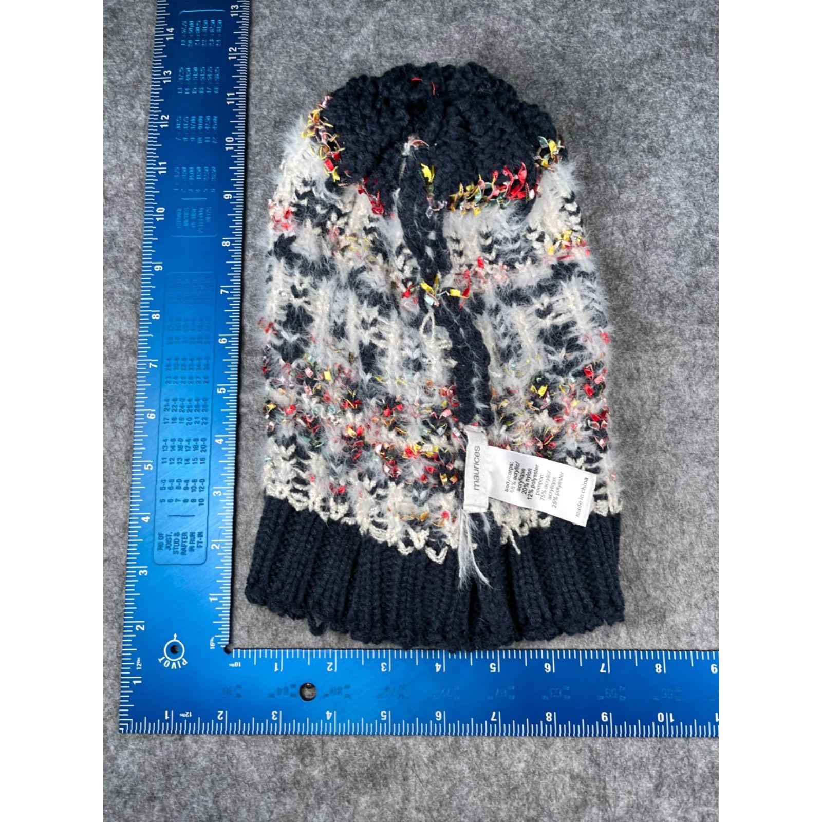 Vintage Maurices Beanie Hat Women One Size Blue Geometric Knit 100% Acrylic Pom Beanie Size ONE SIZE - 6 Thumbnail