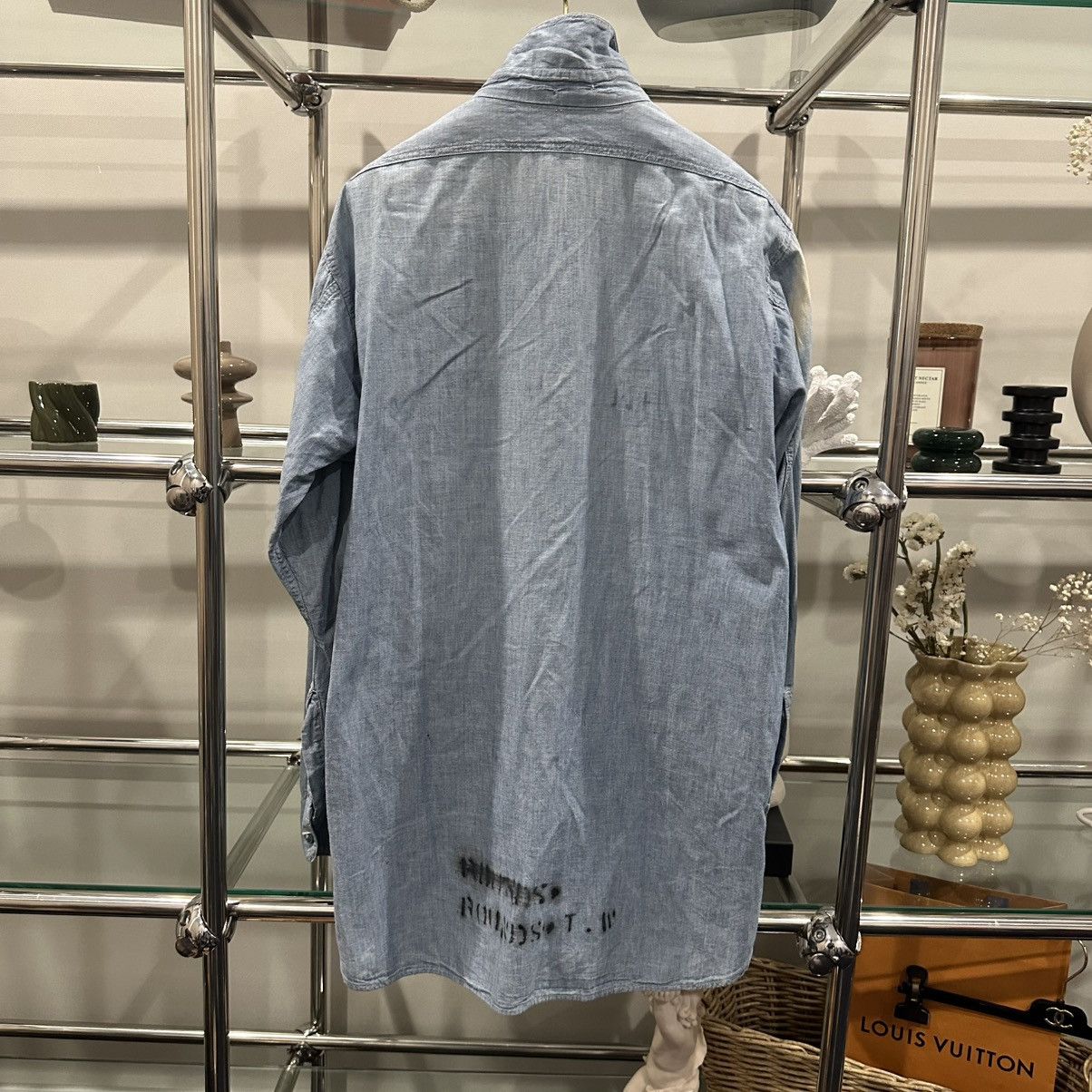 Vintage ORIGINAL 1940's～ "U.S.N" BLUE CHAMBRAY SHIRT Size US M / EU 48-50 / 2 - 8 Thumbnail