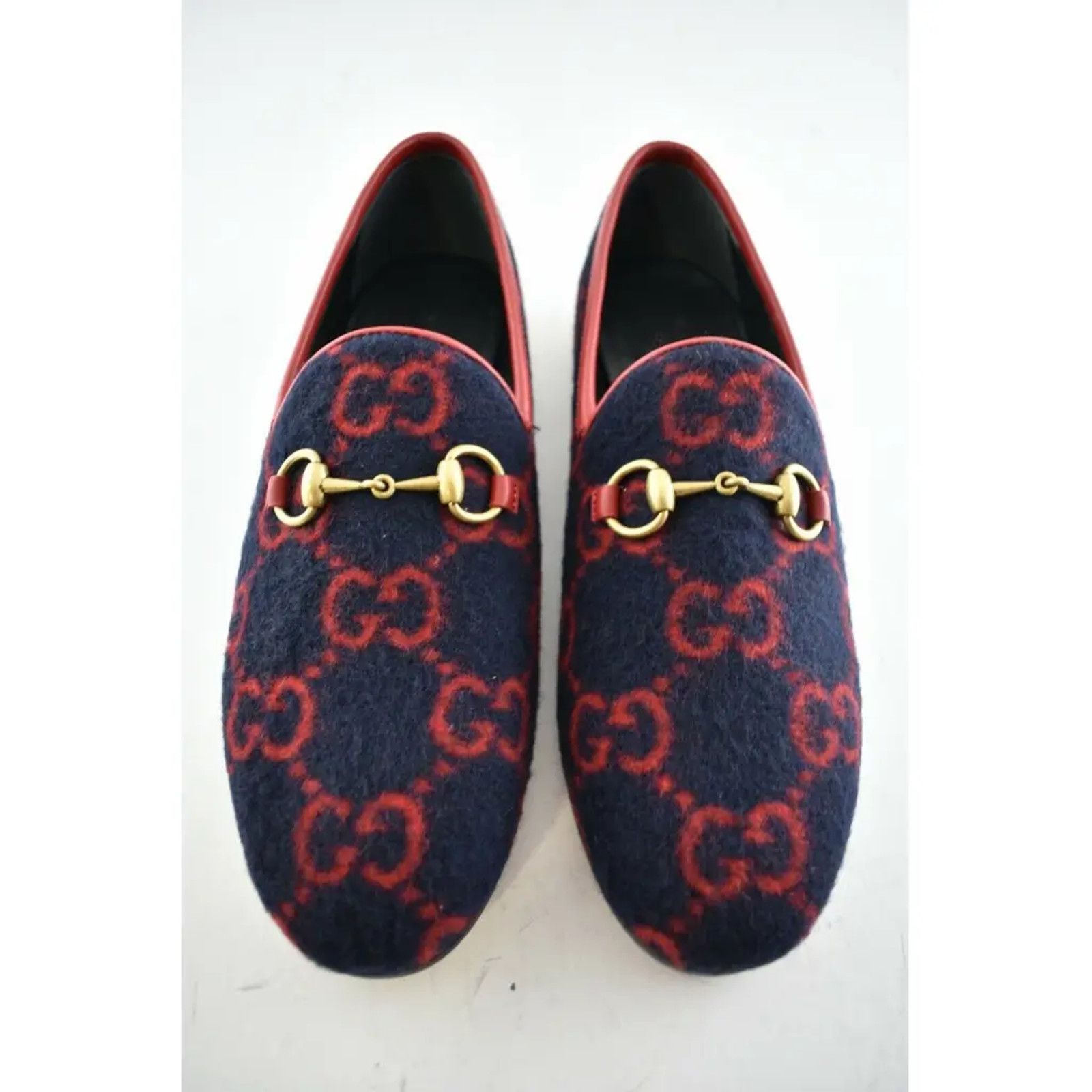 Gucci Gucci New Jordaan Wool Blue Red GG Logo Horsebit Size US 8 / IT 38 - 8 Thumbnail