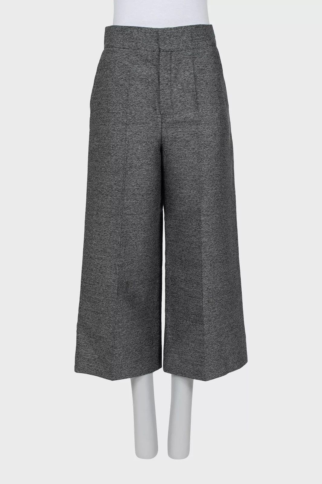 Lanvin Lanvin Gray Wool Silk Blend Wide Cropped Trousers Size 26" / US 2 / IT 38 - 7 Thumbnail