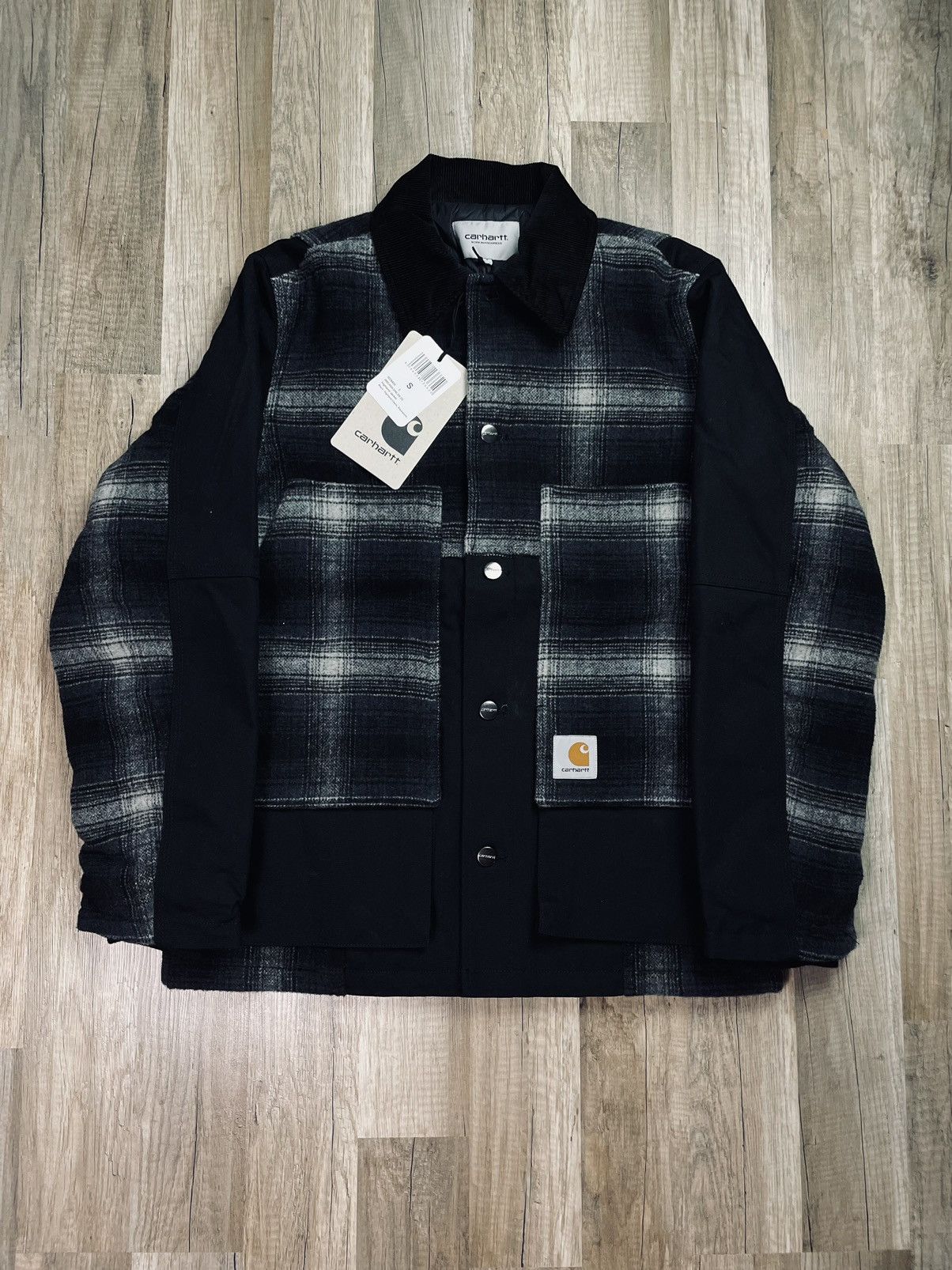 image of Carhartt Wip Highland Jacket S NWT Black in Black/Highland Check, Men's (Size Small)