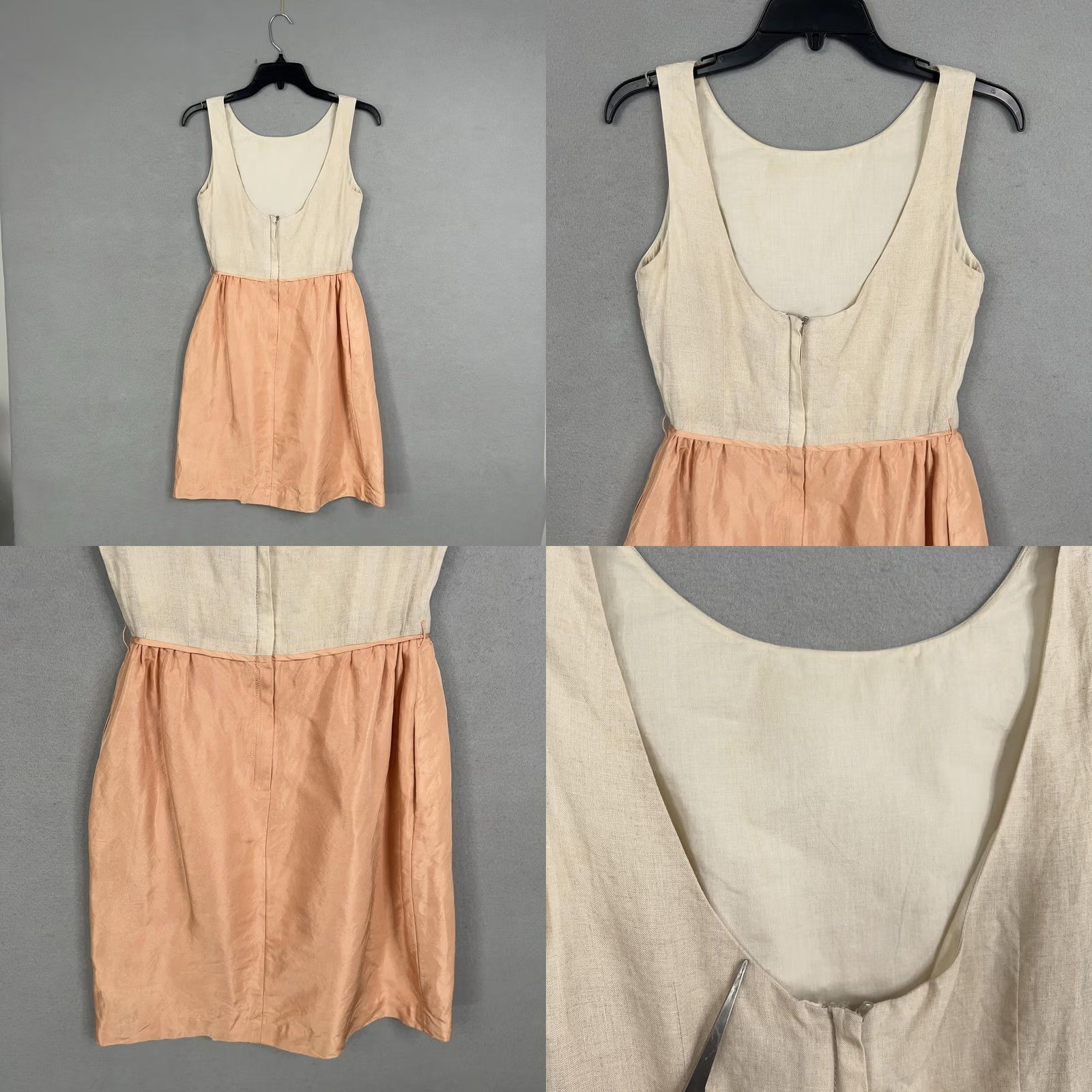 J.Crew J.CREW Collection Dress Womens 2 Colorblock Linen Silk Ivory Peach Sleeveless A-line Pockets 2 Size XS / US 0-2 / IT 36-38 - 8 Thumbnail