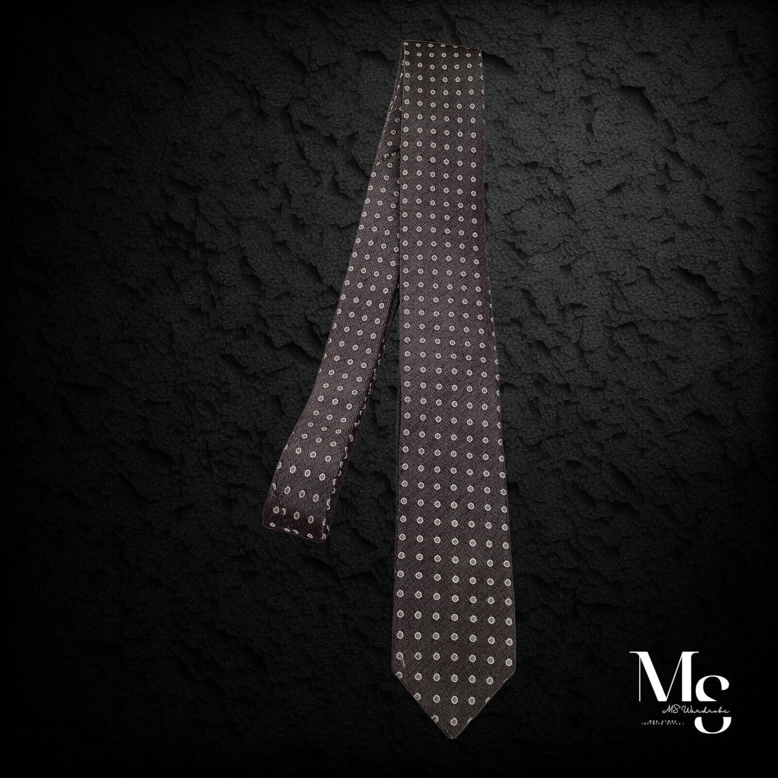 Hugo Boss BOSS HUGO BOSS Gray Polka Dot Silk Slim Tie Made In Italy Size ONE SIZE - 6 Thumbnail