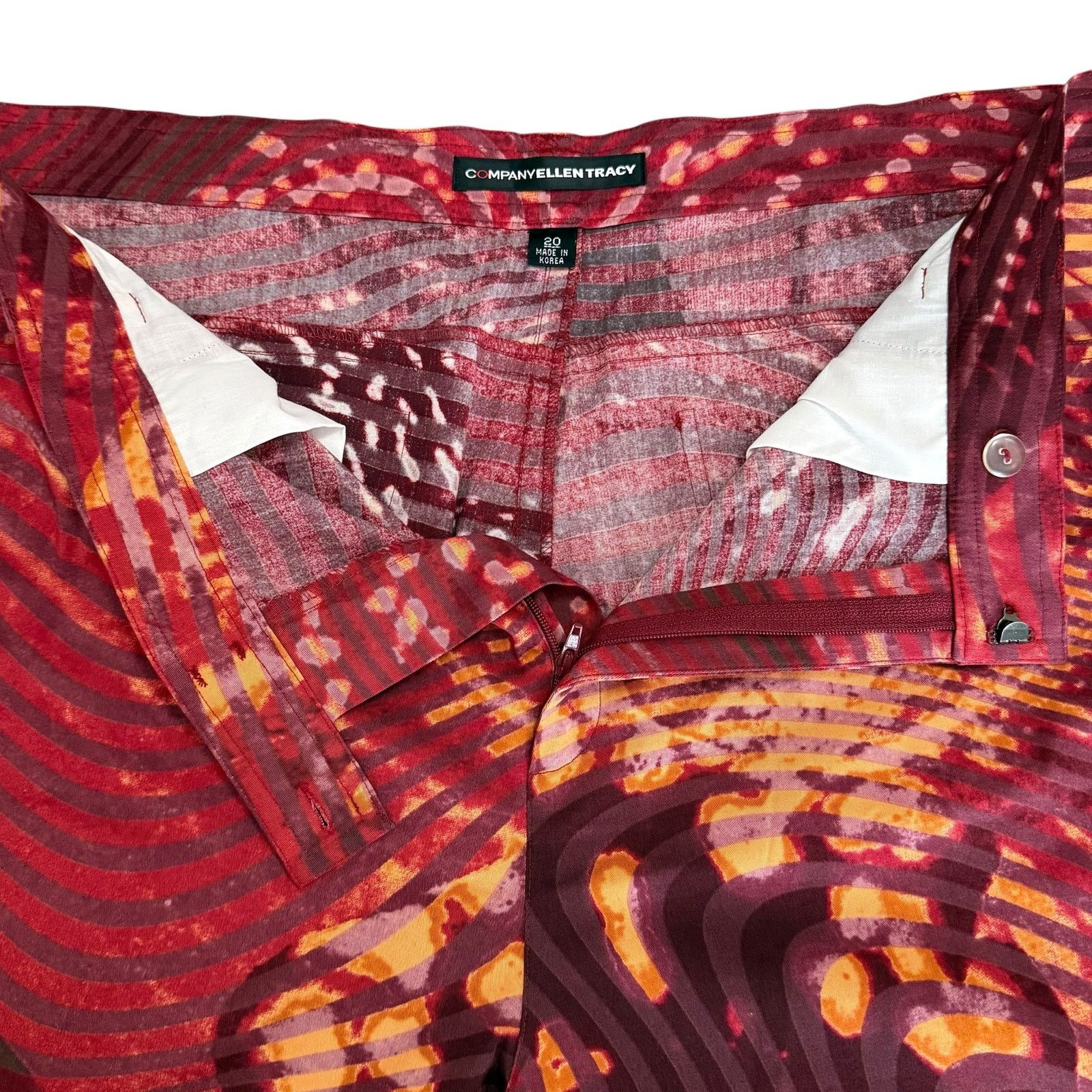 Ellen Tracy Company Ellen Tracy Pants Allover Print Red Orange Size 20 Size 42" / US 20 - 3 Thumbnail