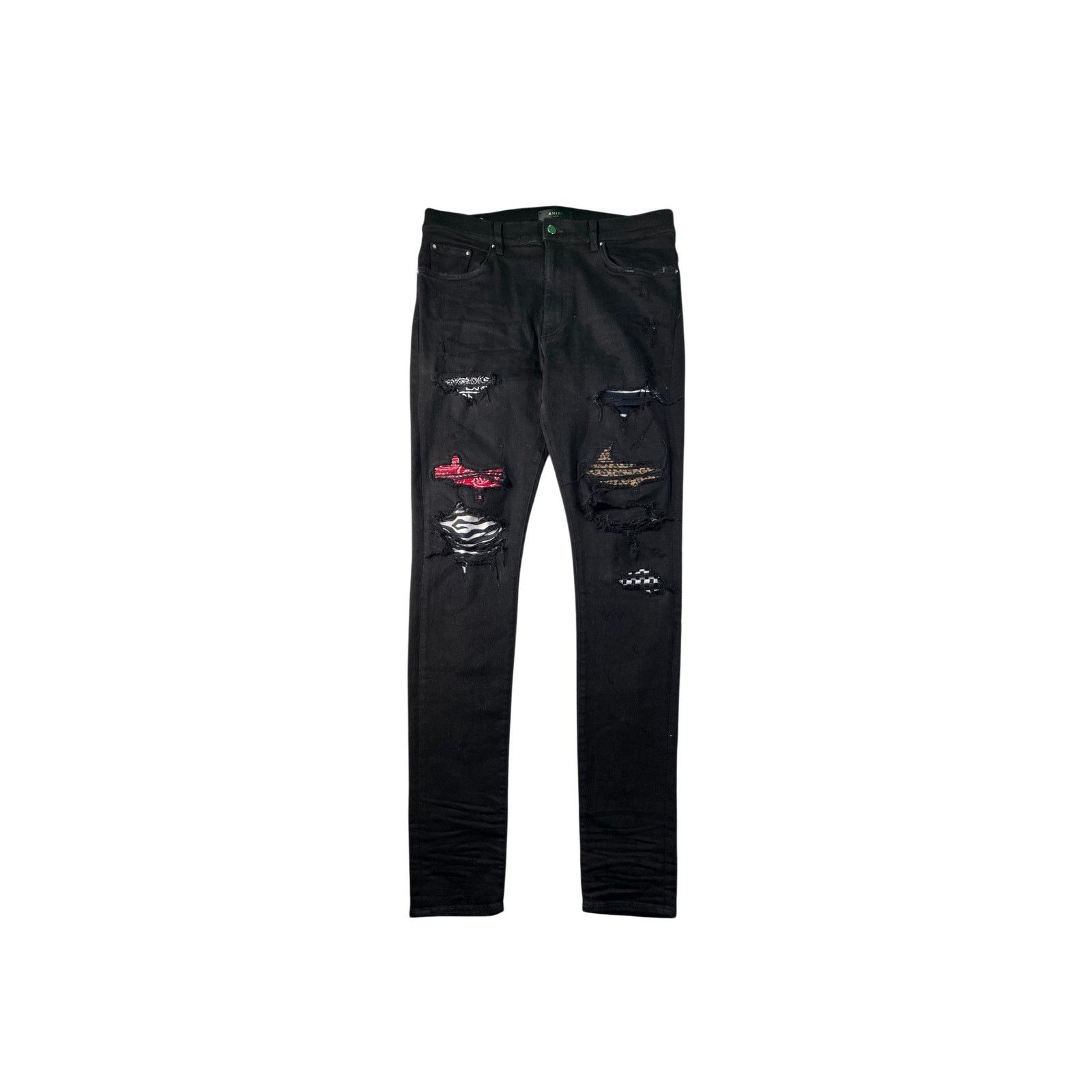 Amiri Amiri Paisley Patchwork Black & Red Jeans Size US 36 / EU 52 - 1 Thumbnail
