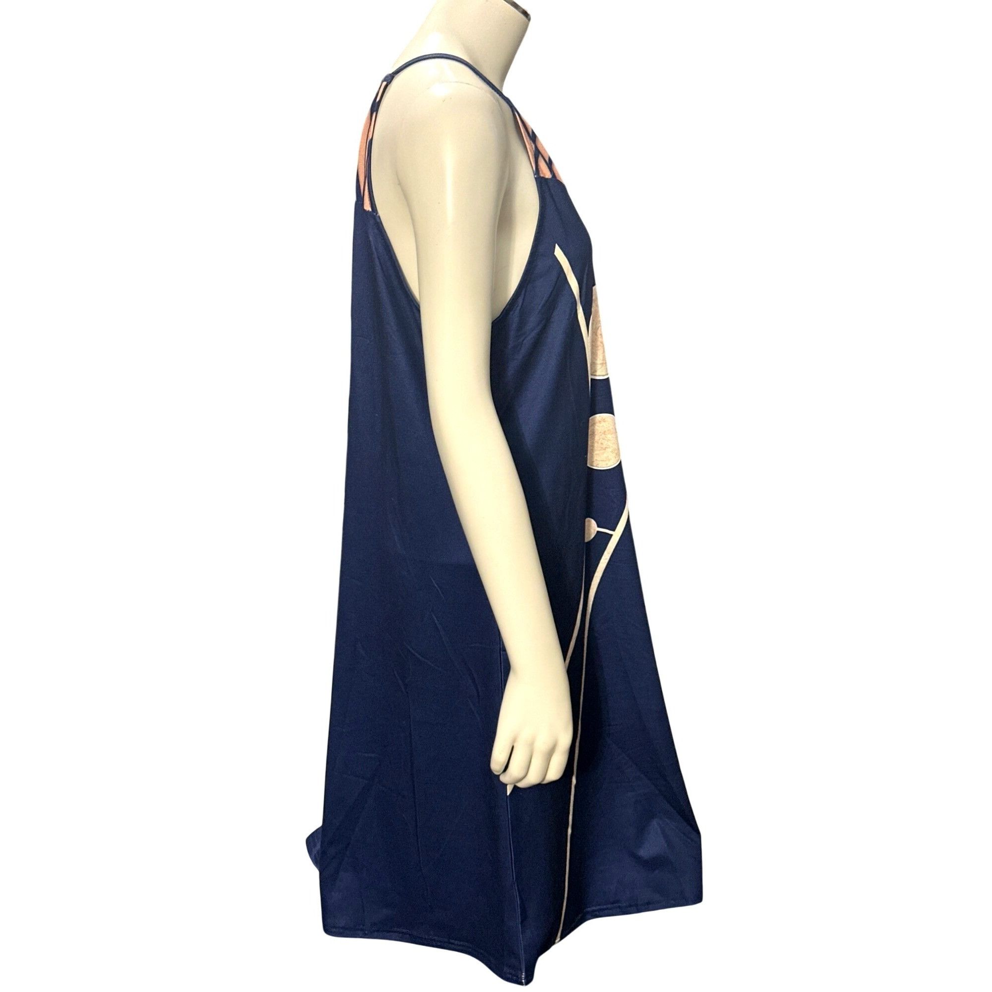 Other CCC Navy Blue Sleeveless Geometric Print Dress Mesh Detail C Size L / US 10 / IT 46 - 4 Thumbnail