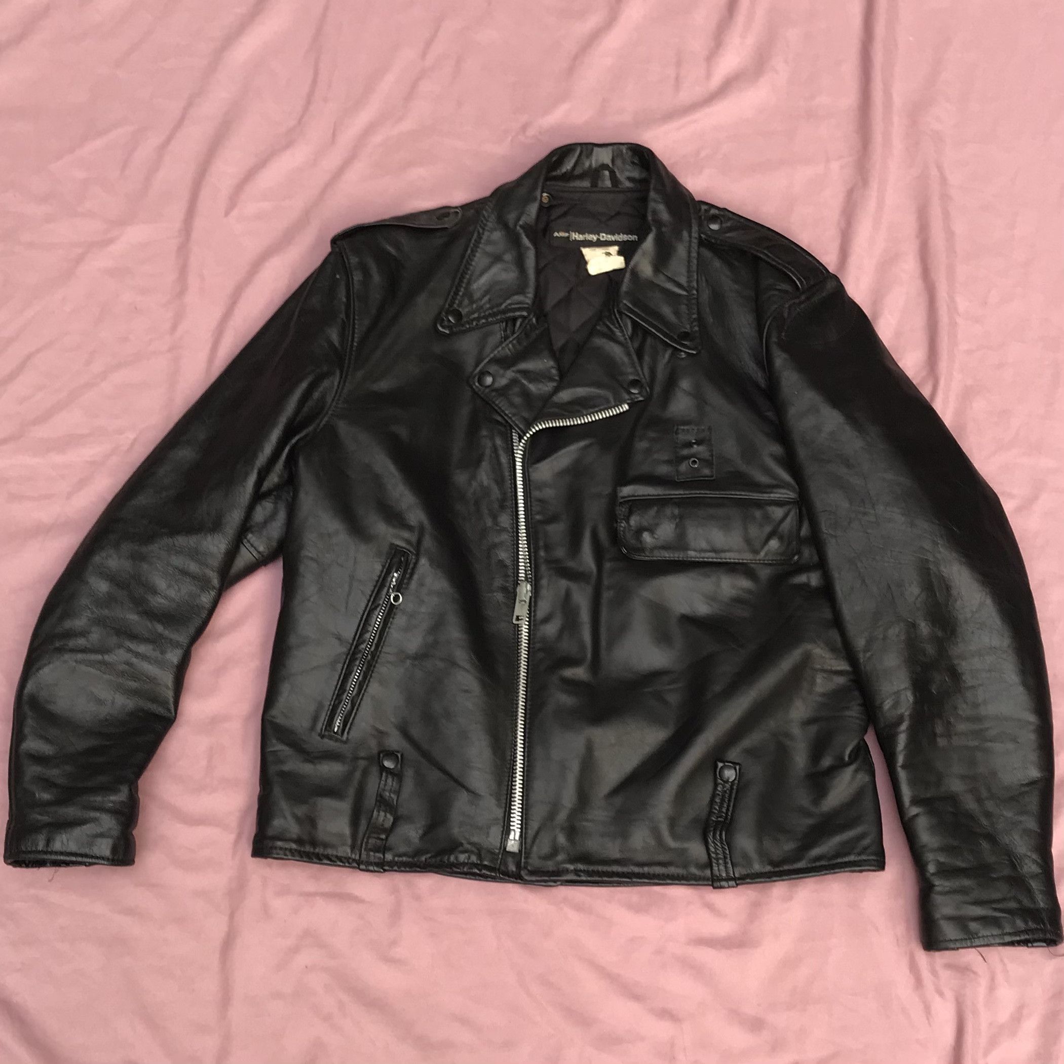 Harley Davidson AMF HARLEY DAVIDSON USA POLICE LEATHER BIKER JACKET Size US L / EU 52-54 / 3 - 3 Thumbnail