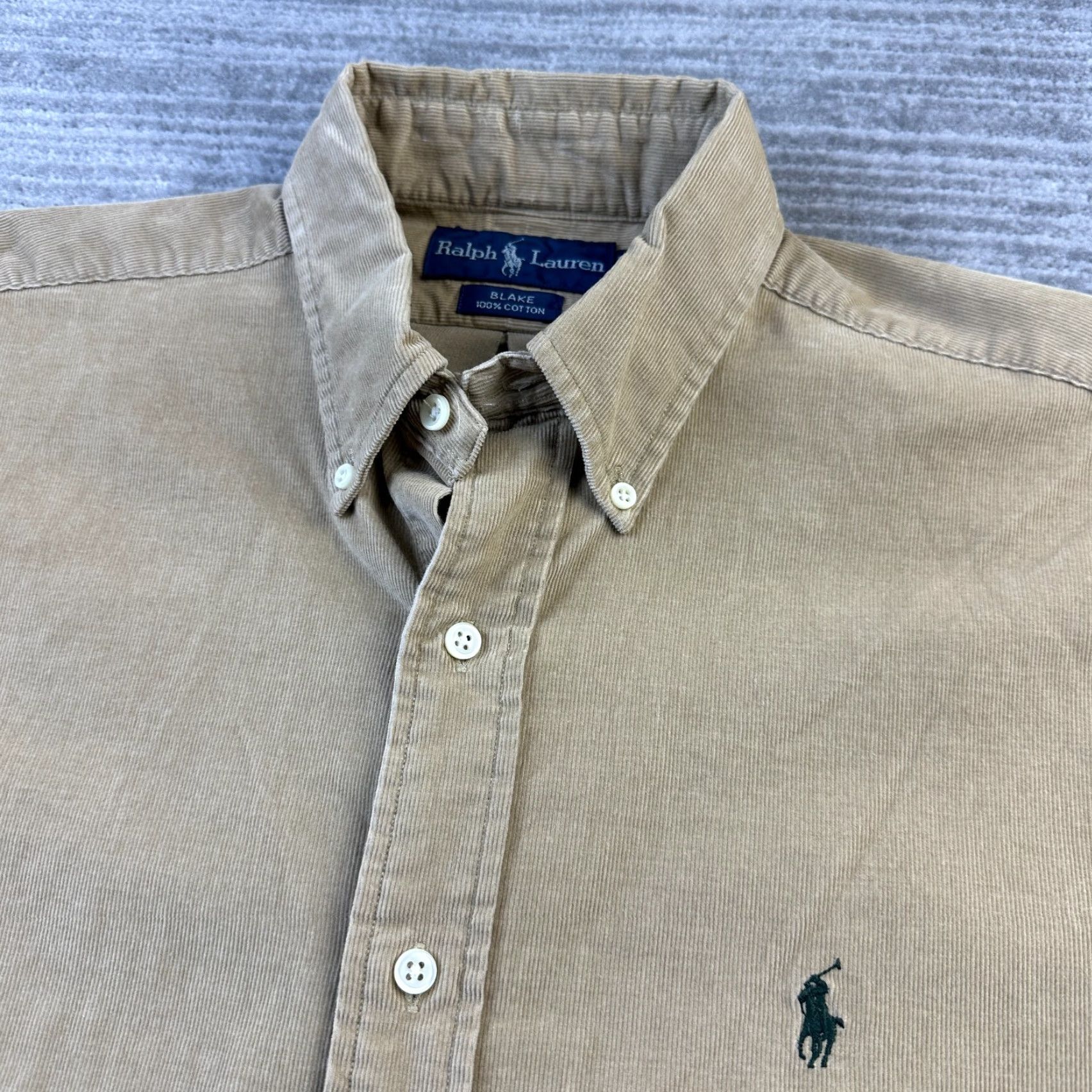 Ralph Lauren Ralph Lauren Shirt Mens Medium Beige Tan Cream Corduroy Pony Button Up Blake Size US M / EU 48-50 / 2 - 4 Thumbnail