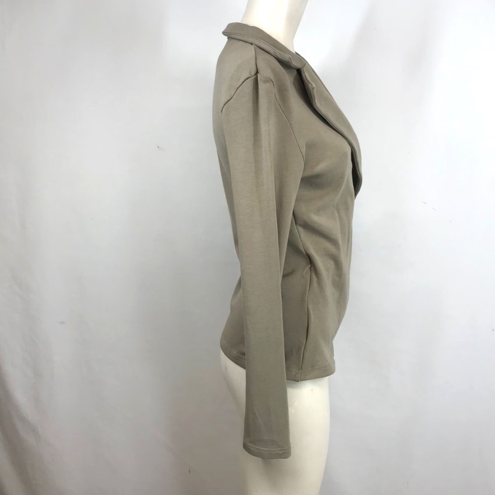 Vintage OGL Move Top Size Large Taupe Brown Wrap Front Long Sleeve Notched Lapel Size L / US 10 / IT 46 - 4 Thumbnail