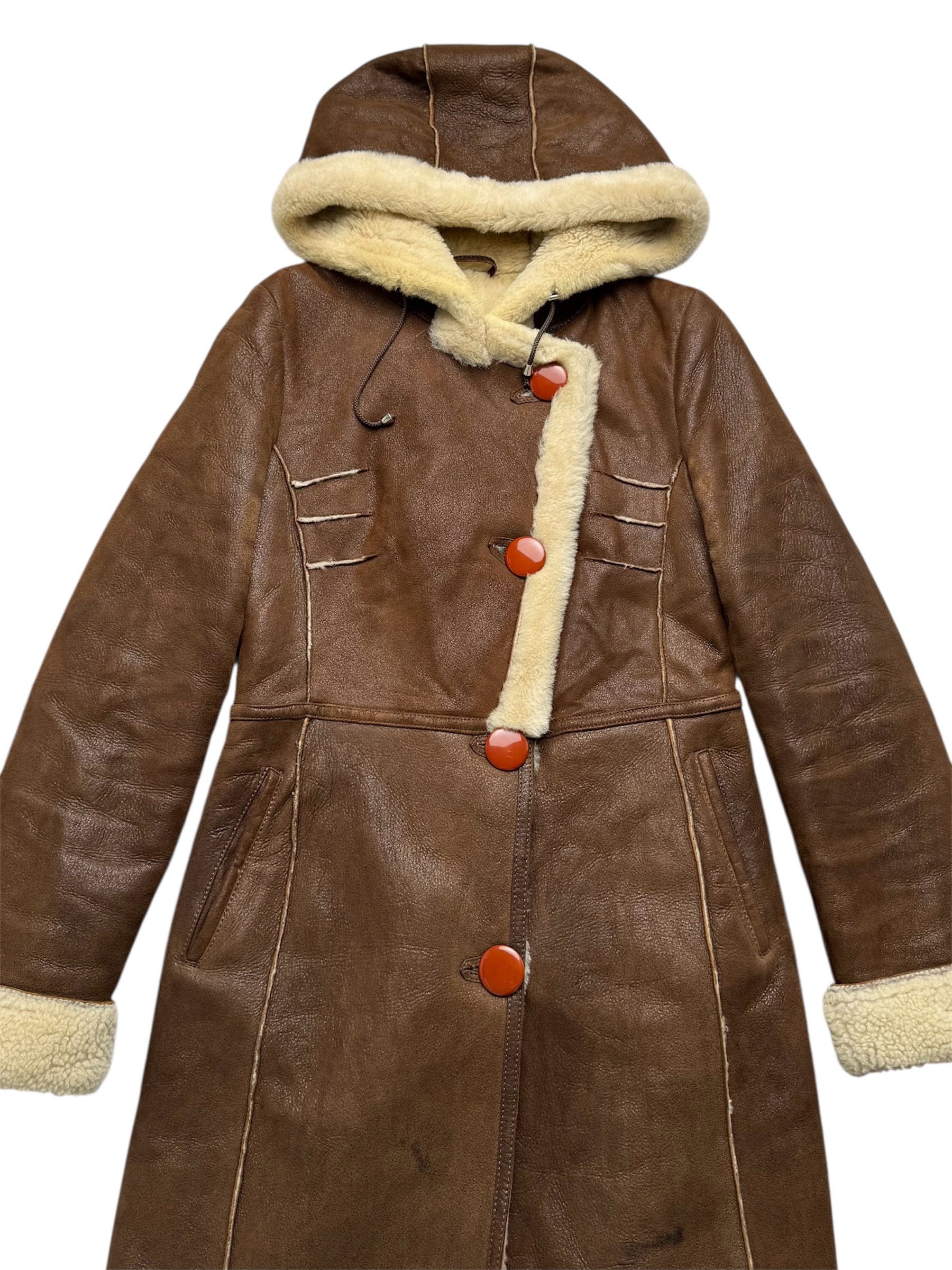 Vintage Real Sheepskin Hooded Coat From The 90's(V366) Size S / US 4 / IT 40 - 2 Thumbnail