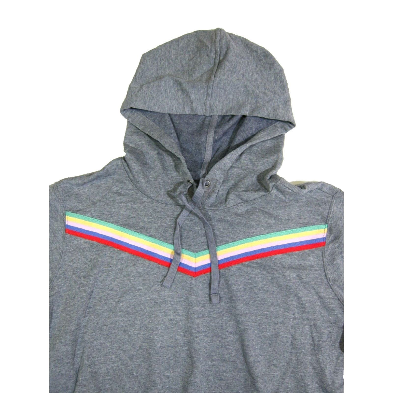 Old Navy VINTAGE Old Navy Active Cotton Stretch Grey Rainbow Hooded Pullover Sweatshirt Women 2X Size XXL / US 16-18 / IT 52-54 - 4 Thumbnail