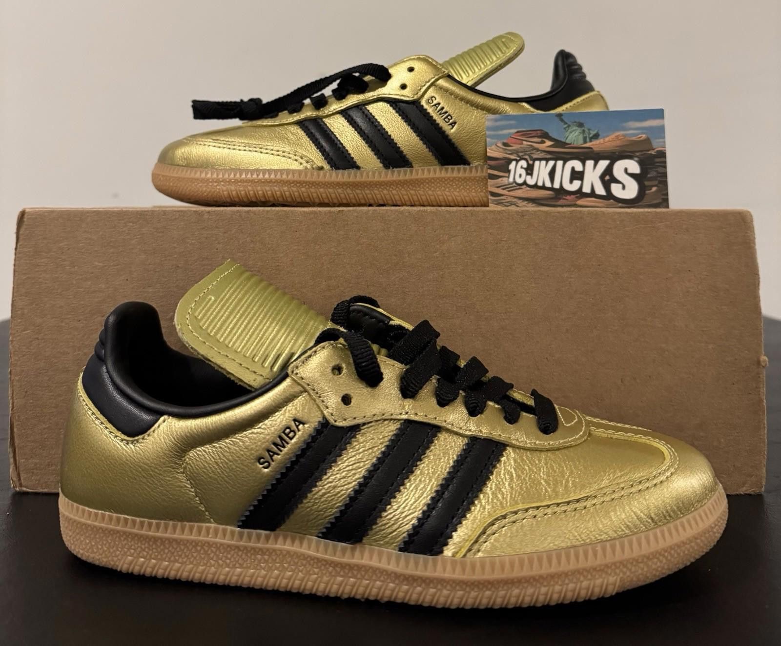 Adidas Size 6 - Adidas Samba LT Gold Metallic Black Gum W Size US 6 / IT 36 - 1 Thumbnail