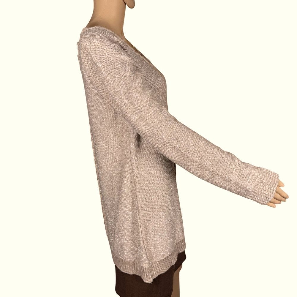 Other Belldini V-neck Lace Back Golden Sparks Knit Sweater Size L Size L / US 10 / IT 46 - 2 Thumbnail