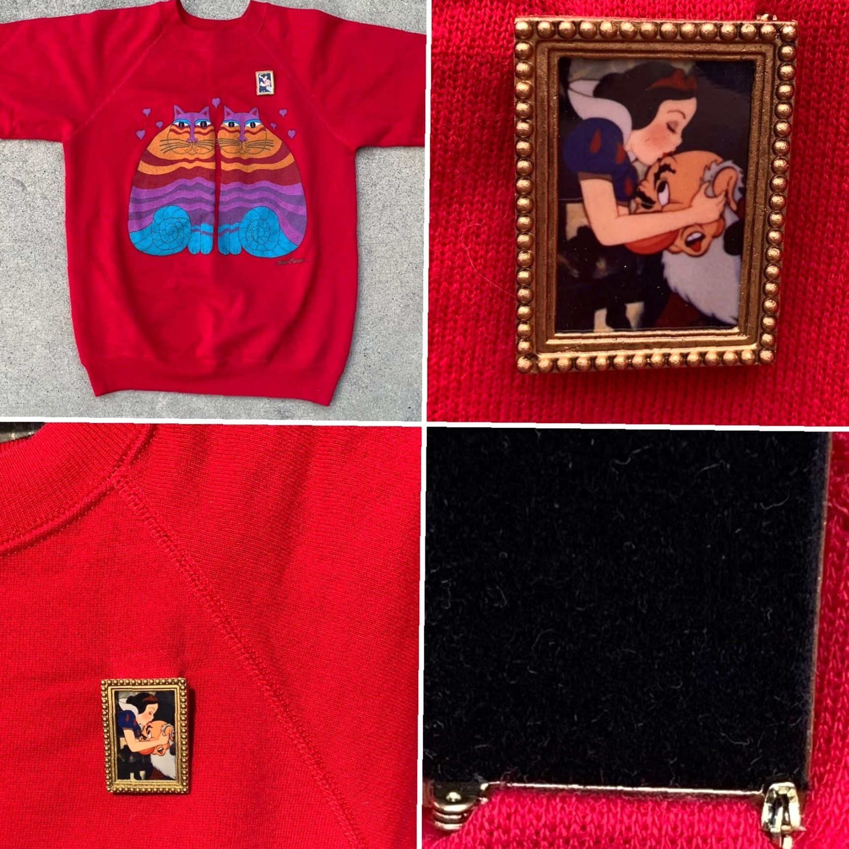 Vintage VINTAGE Laurel Burch cat Raglan Sweatshirt M Pullover Unisex Adults Red 50% Cotton 50% Acrylic 80s 90s Cats Animals Snow White Grumpy Disney Pin Size M / US 6-8 / IT 42-44 - 3 Thumbnail